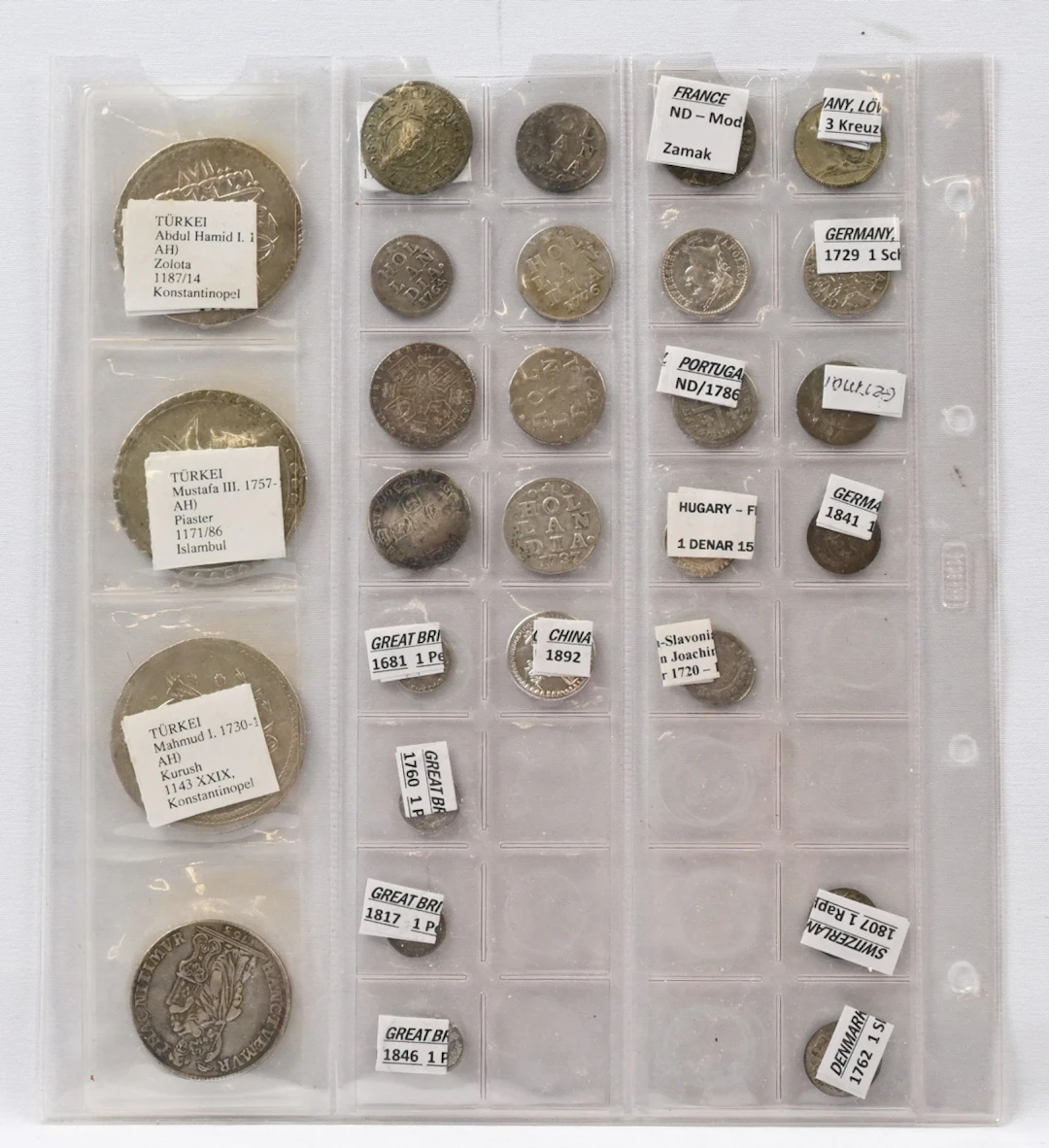 Old (starting from the 1500s) silver coins from many different countries