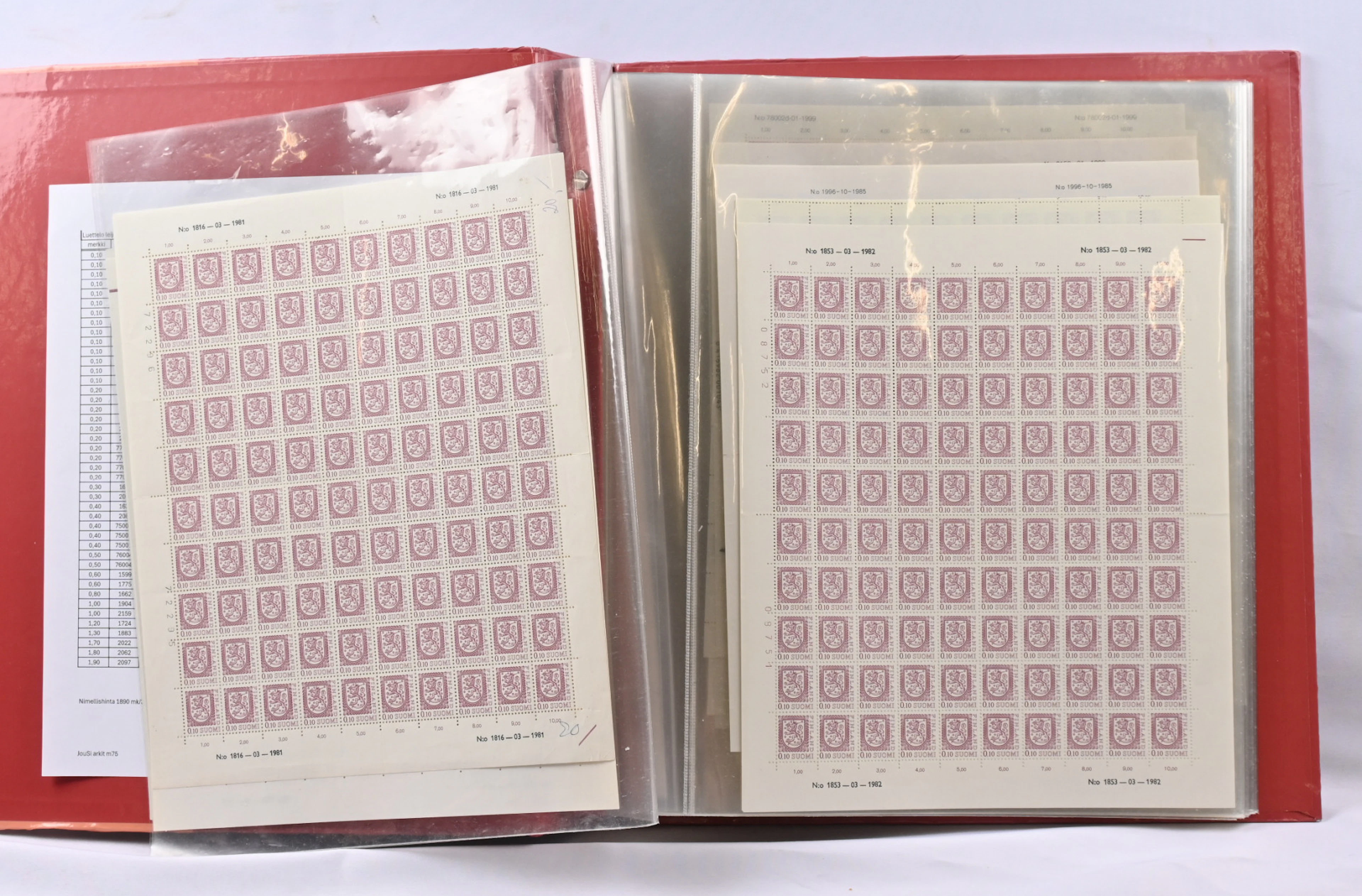 Issue 1975 lions, from 10 penni to 1.90 markka selection of complete