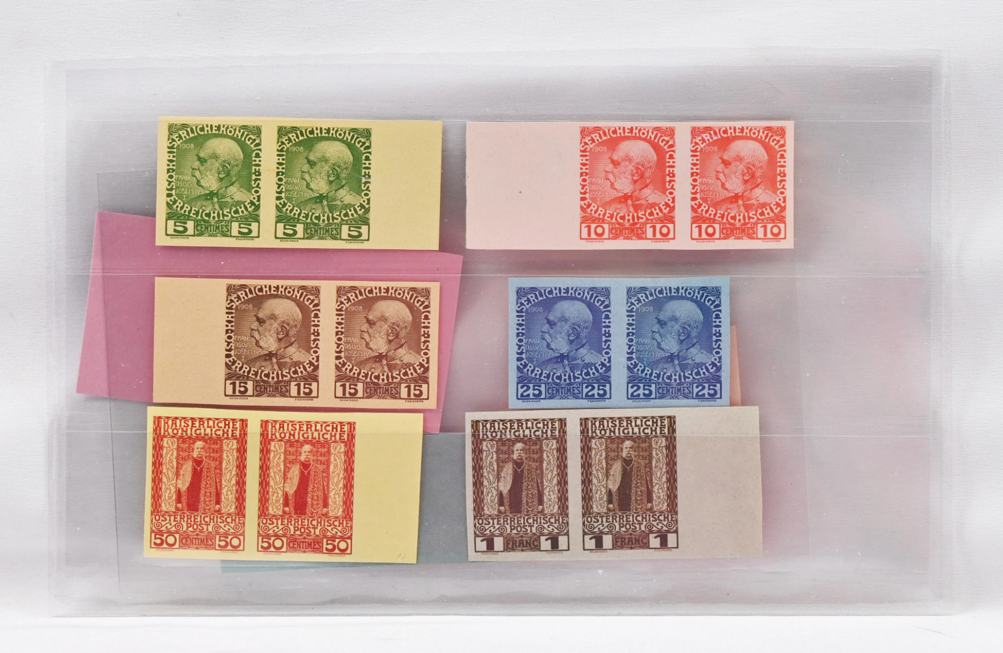 Post in Crete 1908/1914 Mi 17-24U, eight rare IMPERFORATE PROOF HORIZONTAL