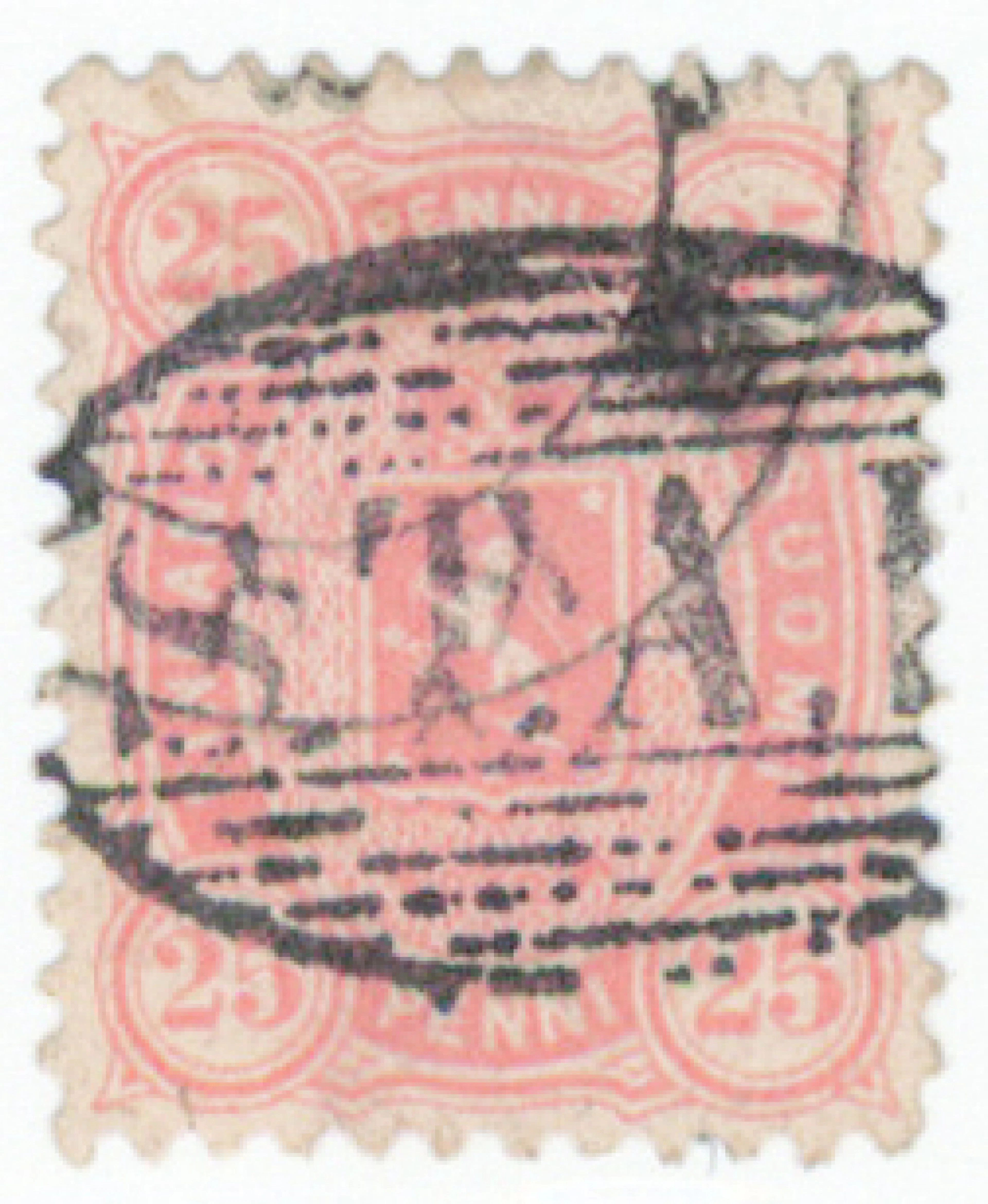 25 penni aniline-red, rare shipping company postmark STAB. (L. 19LBa).