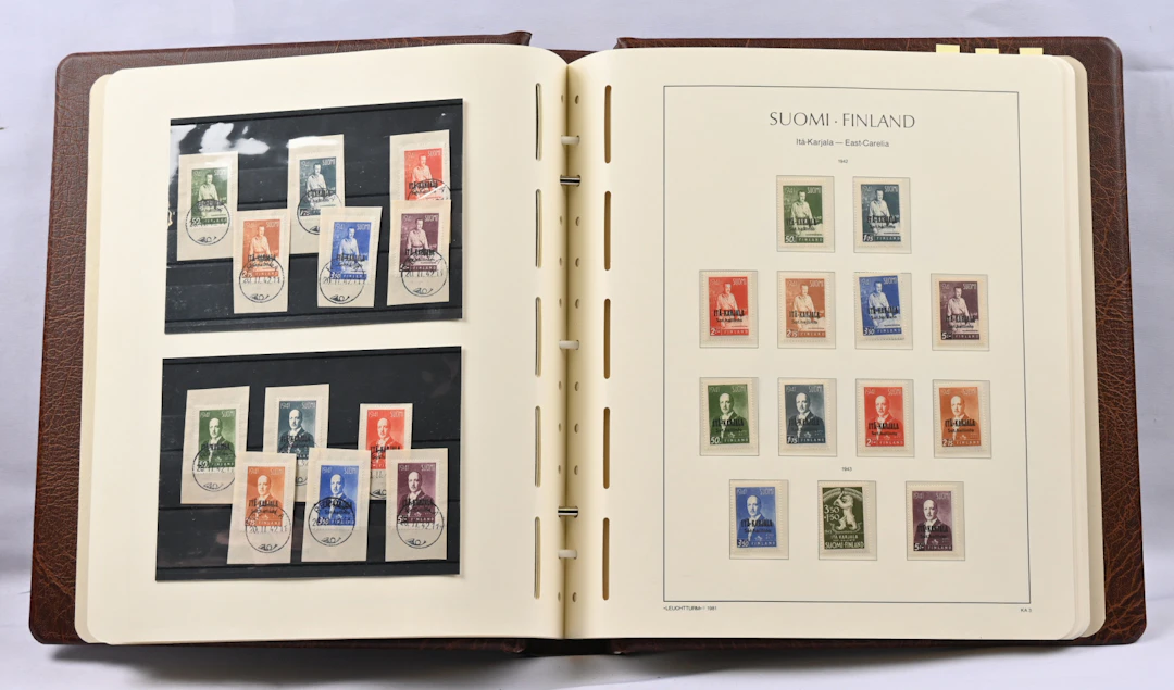 Side areas collection on pages in an album including eg. Aunus, bus