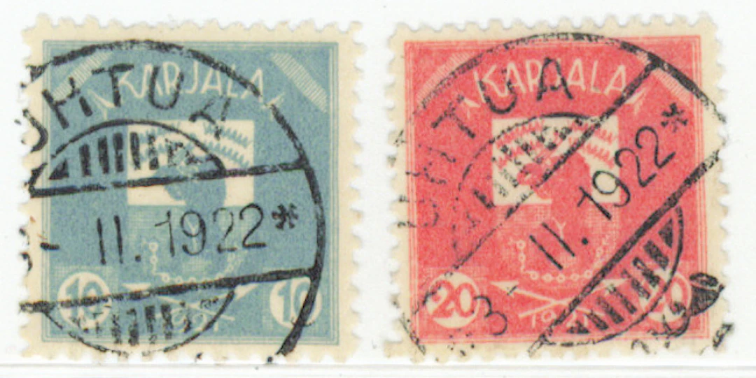 10 penni and 20 penni very fine used stamps, Uhtua 1922