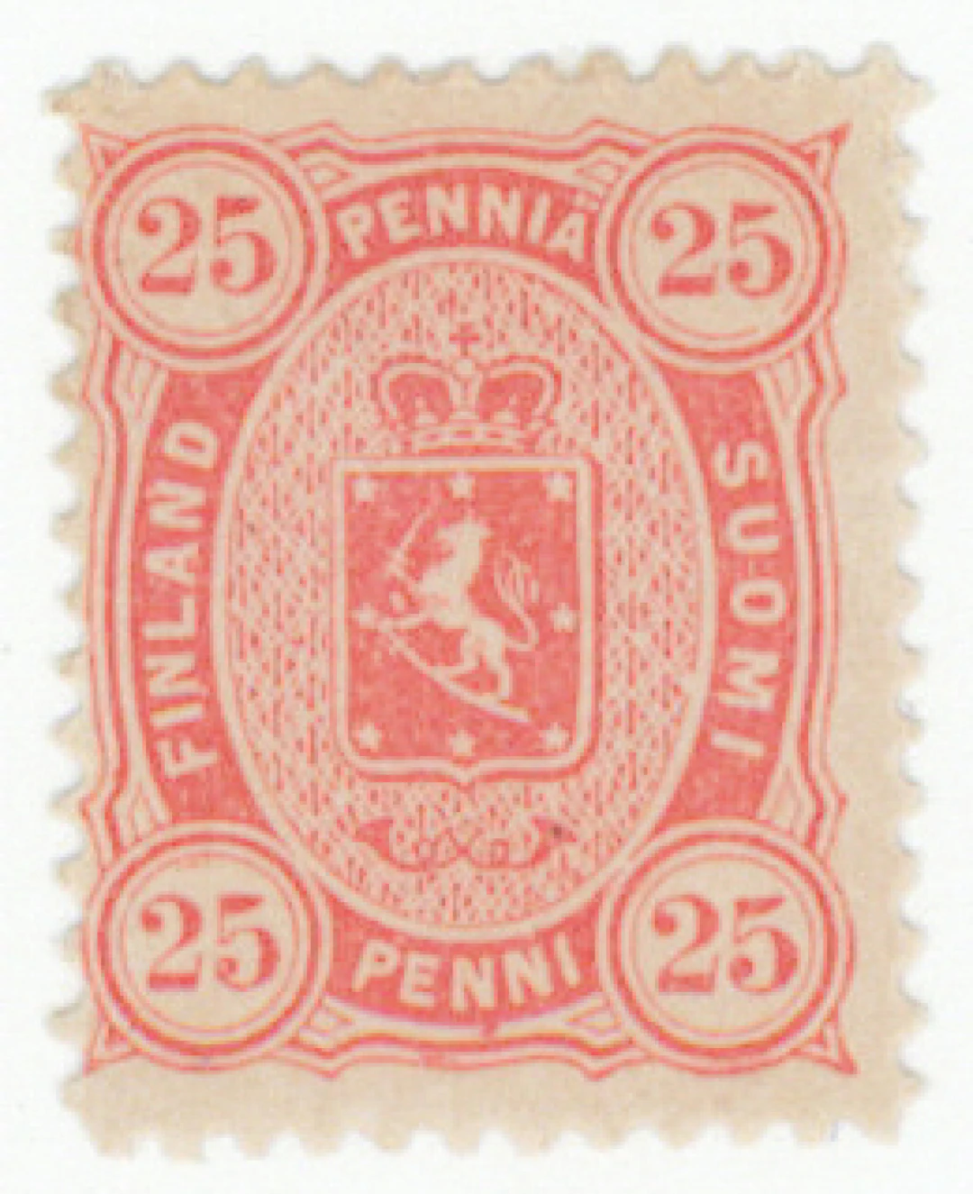 25 penni grayish red, rare mint *. Certificate: Oesch (1978). (L. 19LBff).