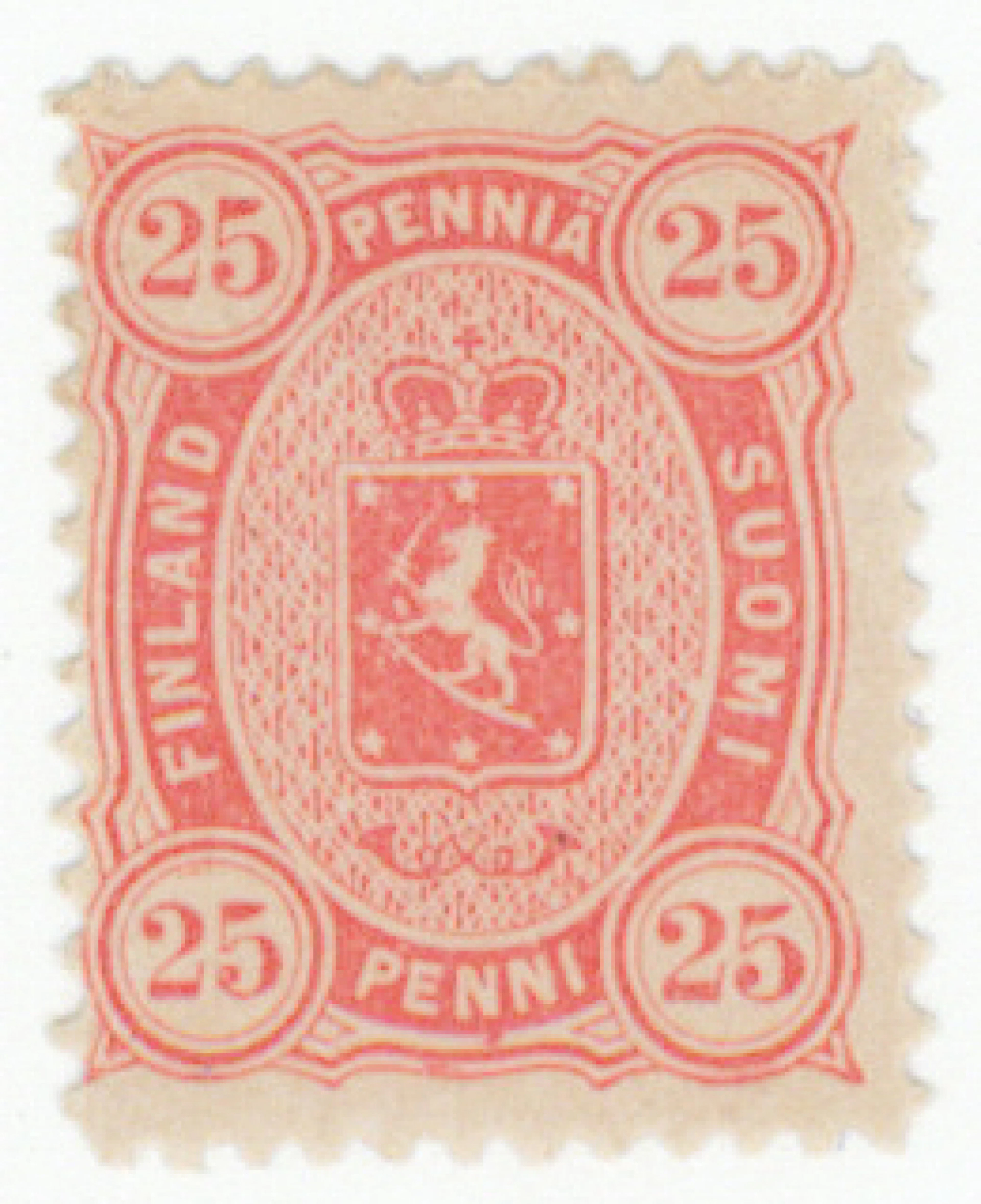 25 penni grayish red, rare mint *. Certificate: Oesch (1978). (L. 19LBff).