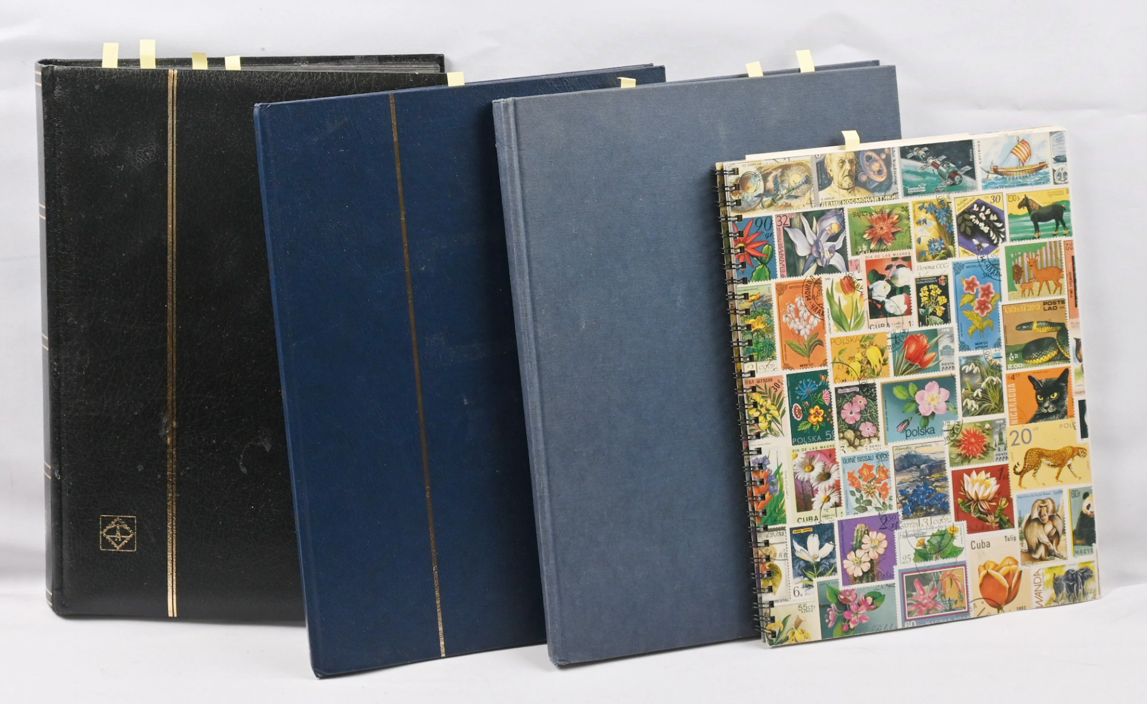 Miniature sheets large selection in four stockbooks, several hundred
