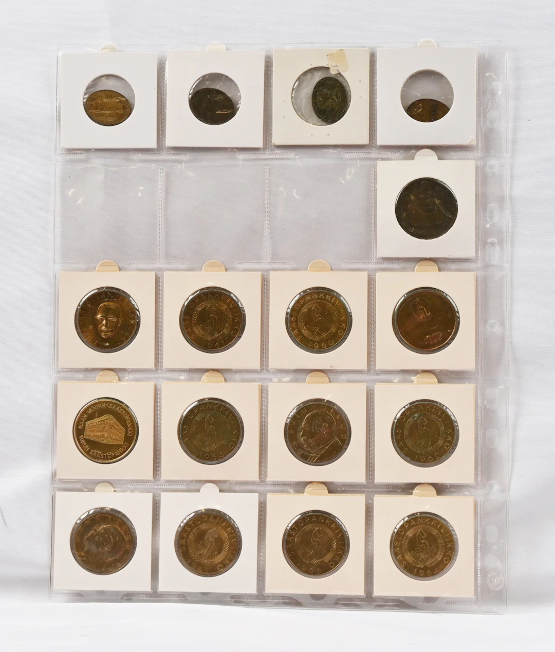 Turku tramway tokens four pieces and 13 savings bank medals.
