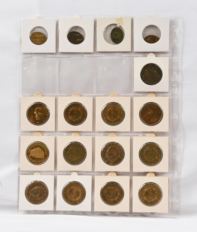 Turku tramway tokens four pieces and 13 savings bank medals.