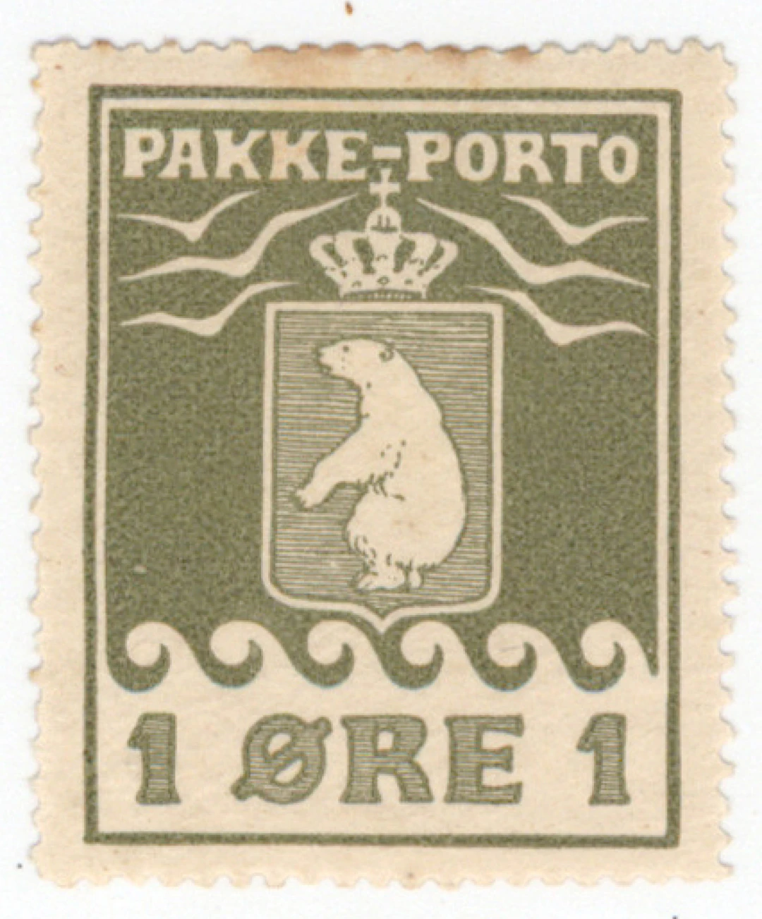 1 öre olive green, 1st printing F P1. Mint * with original gum. On