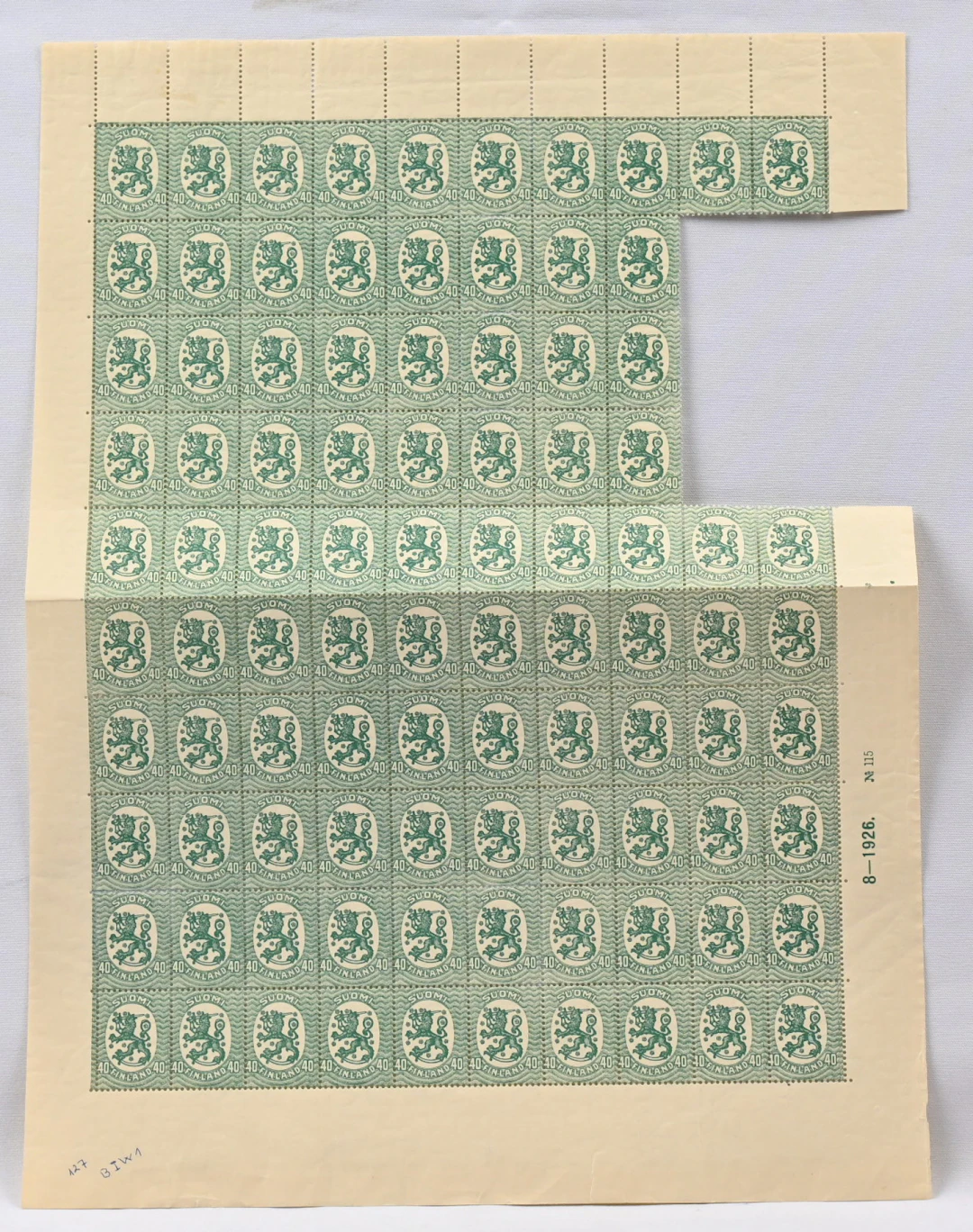 40 penni BIW1 very fine mint ** multiple of 94 stamps (the upper plate