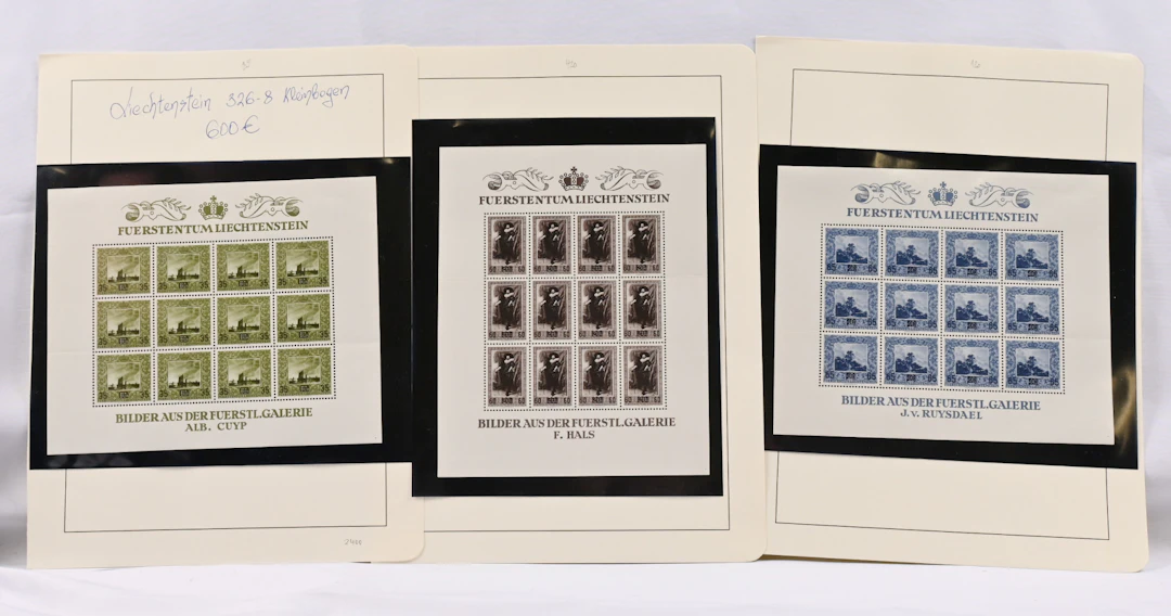 1954 Paintings Mi 326-328, rare MNH ** complete kleinbogen set, 12