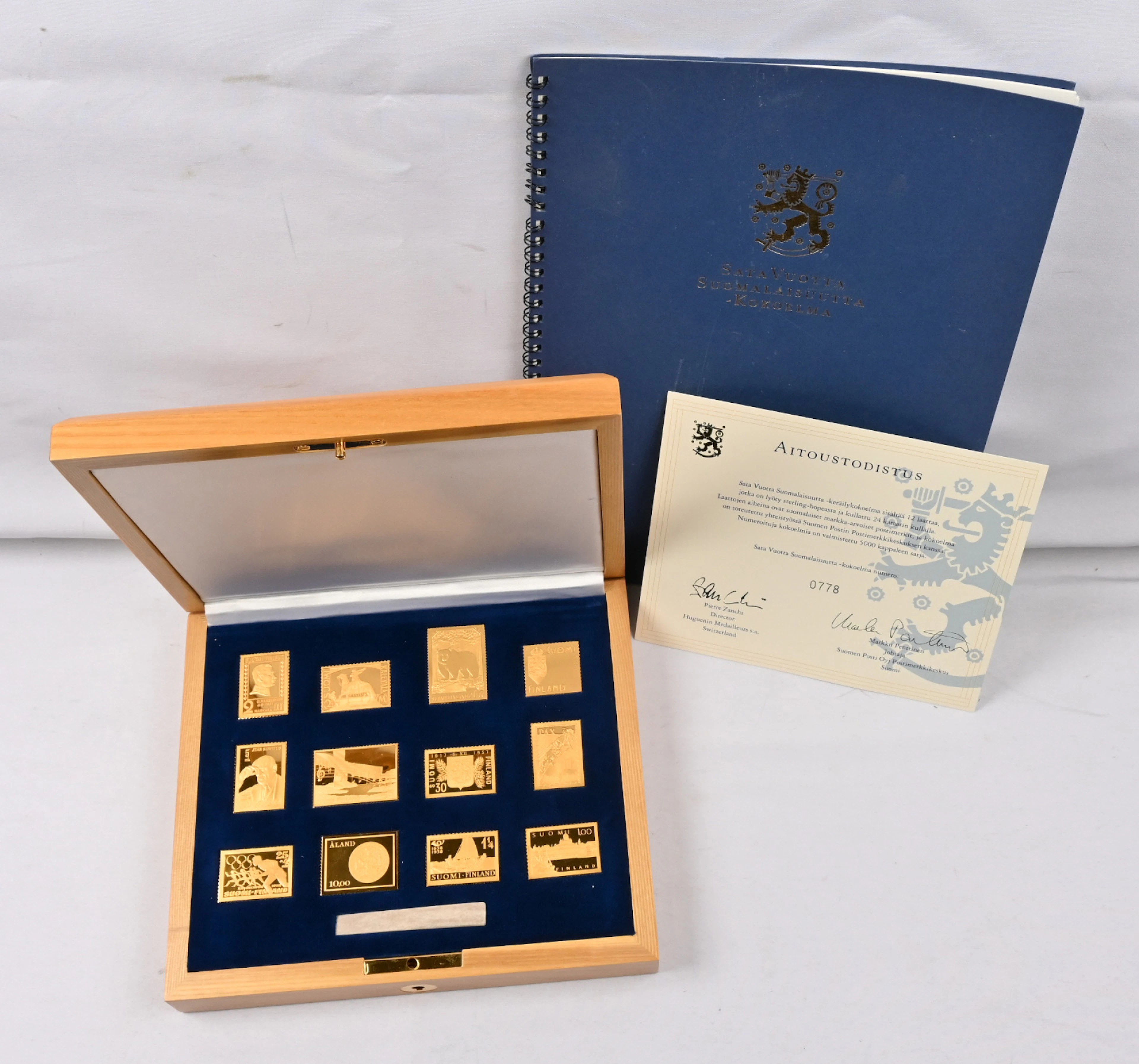 Finnish identity 100 years, 12 gold-plated silver plates(925) with