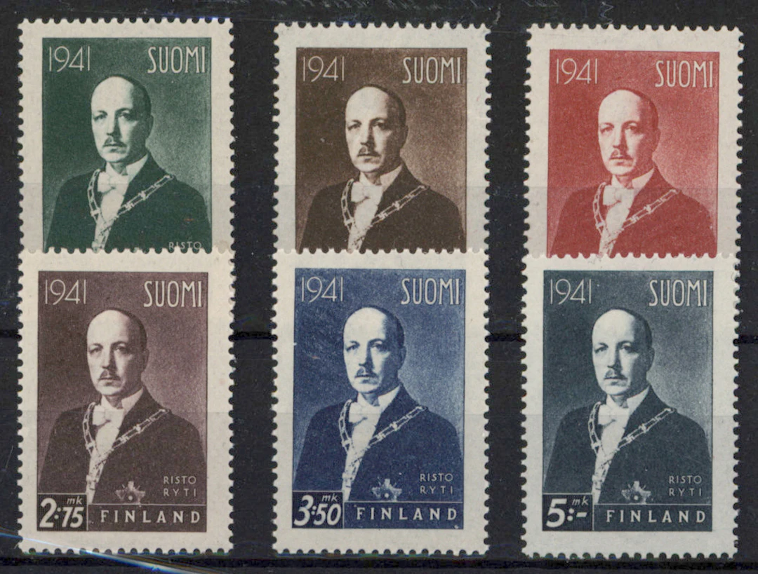 1941 Ryti rare W2 19 mm very fine mint ** set (the 1.75 markka stamp