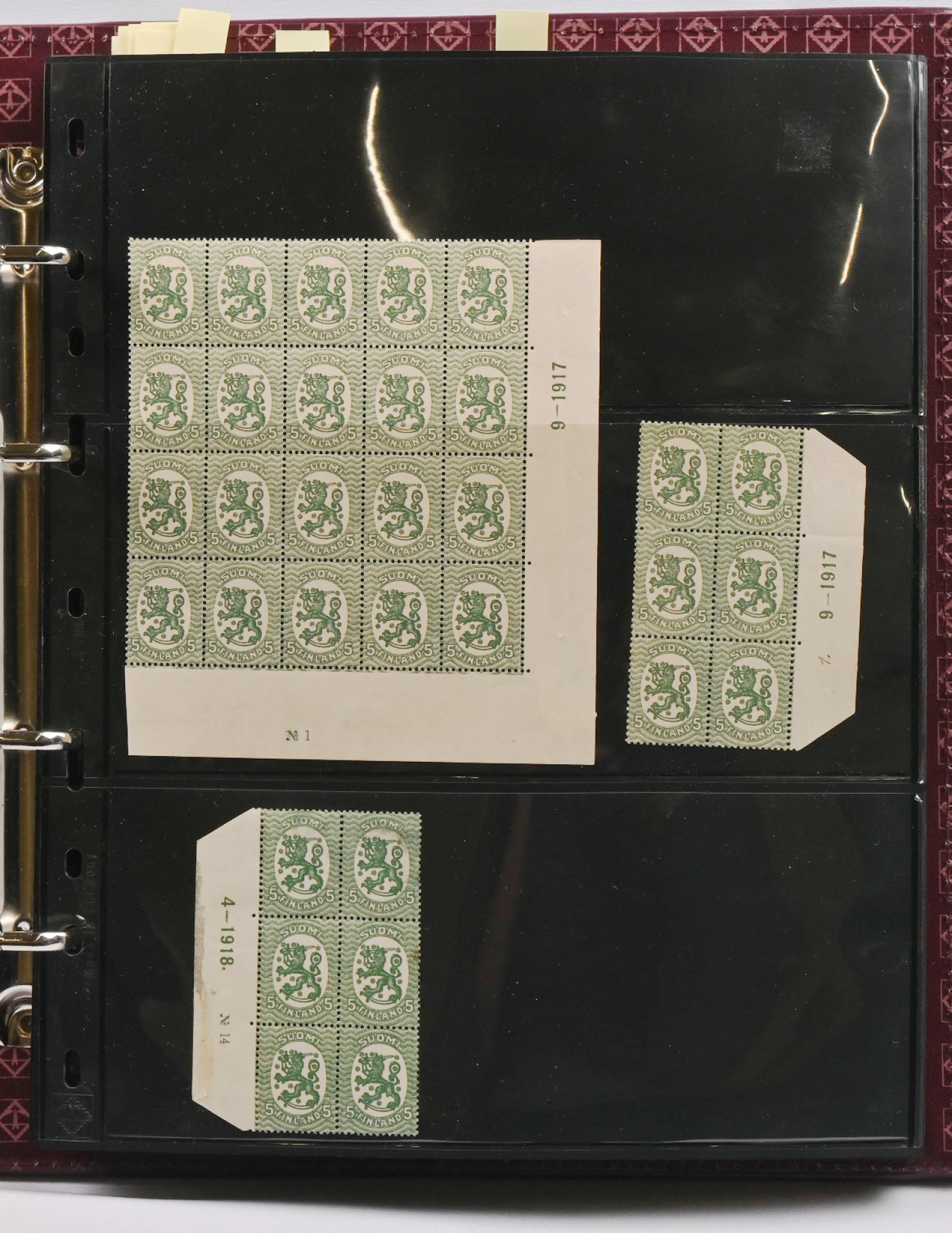 Issue 1917 plate blocks of six, collection of over 230 pieces from