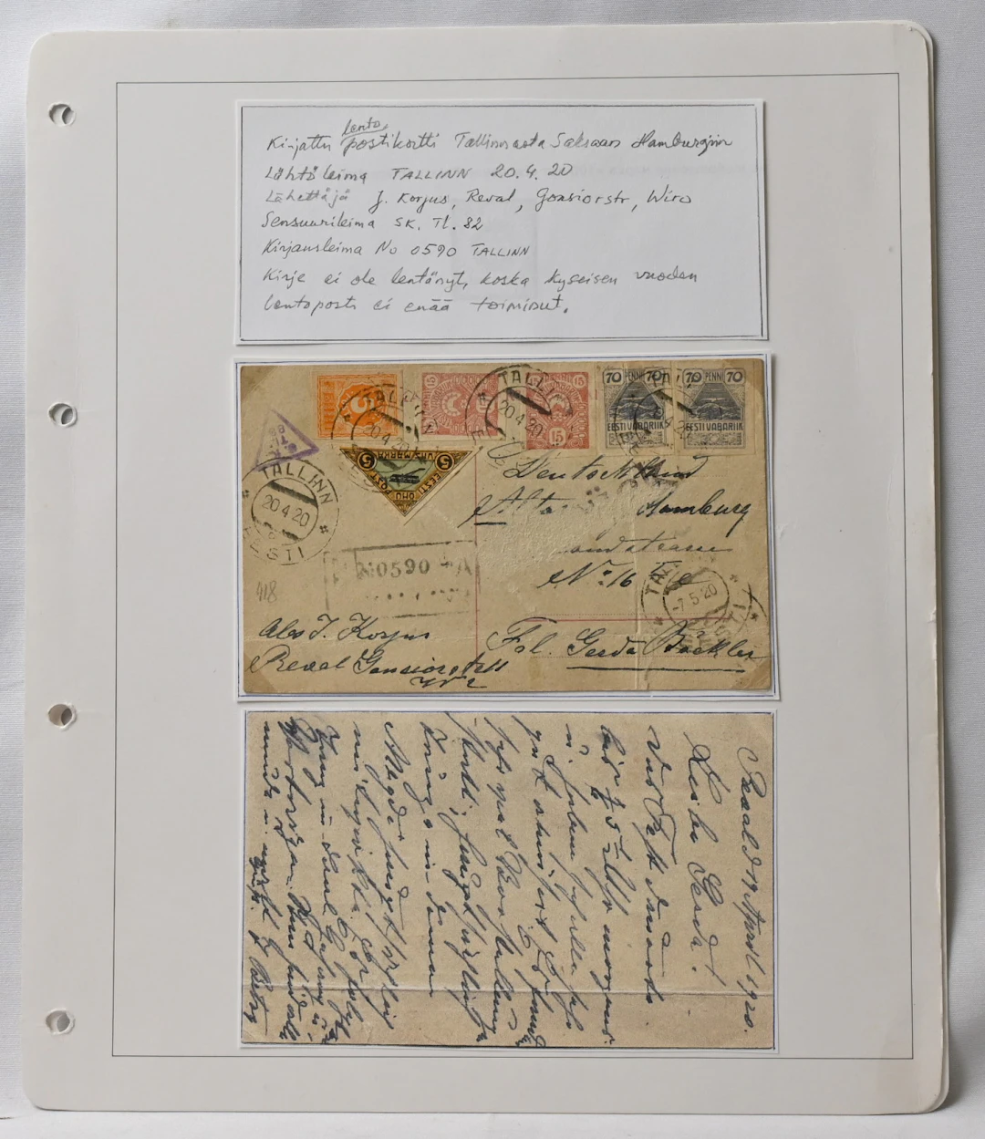 1920 Two airmail covers to Finland 29.3. and 20.4. They have however