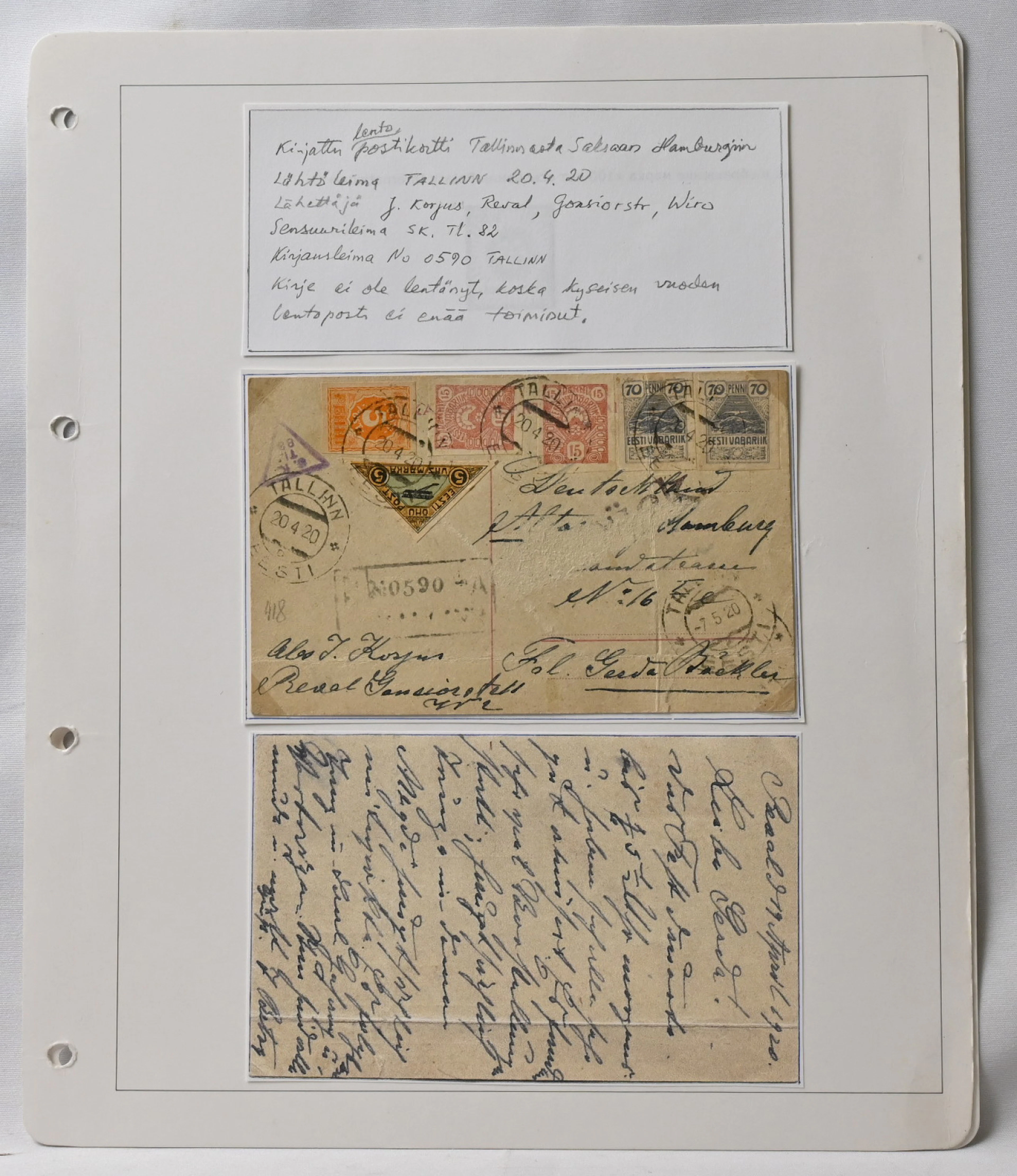 1920 Two airmail covers to Finland 29.3. and 20.4. They have however