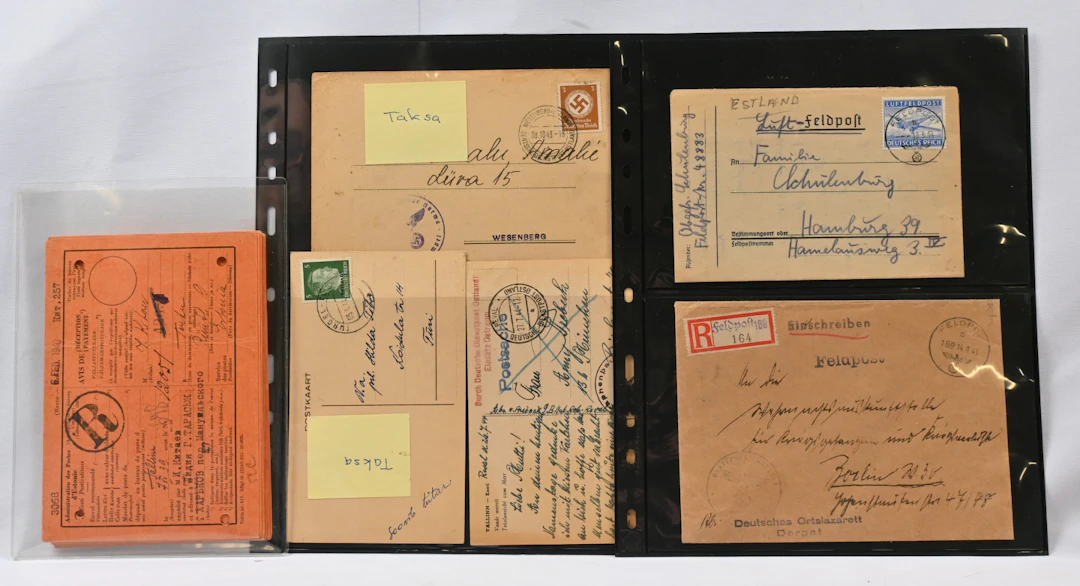 1943 - 1944 nine postal items, eg. official mail, field post etc.
