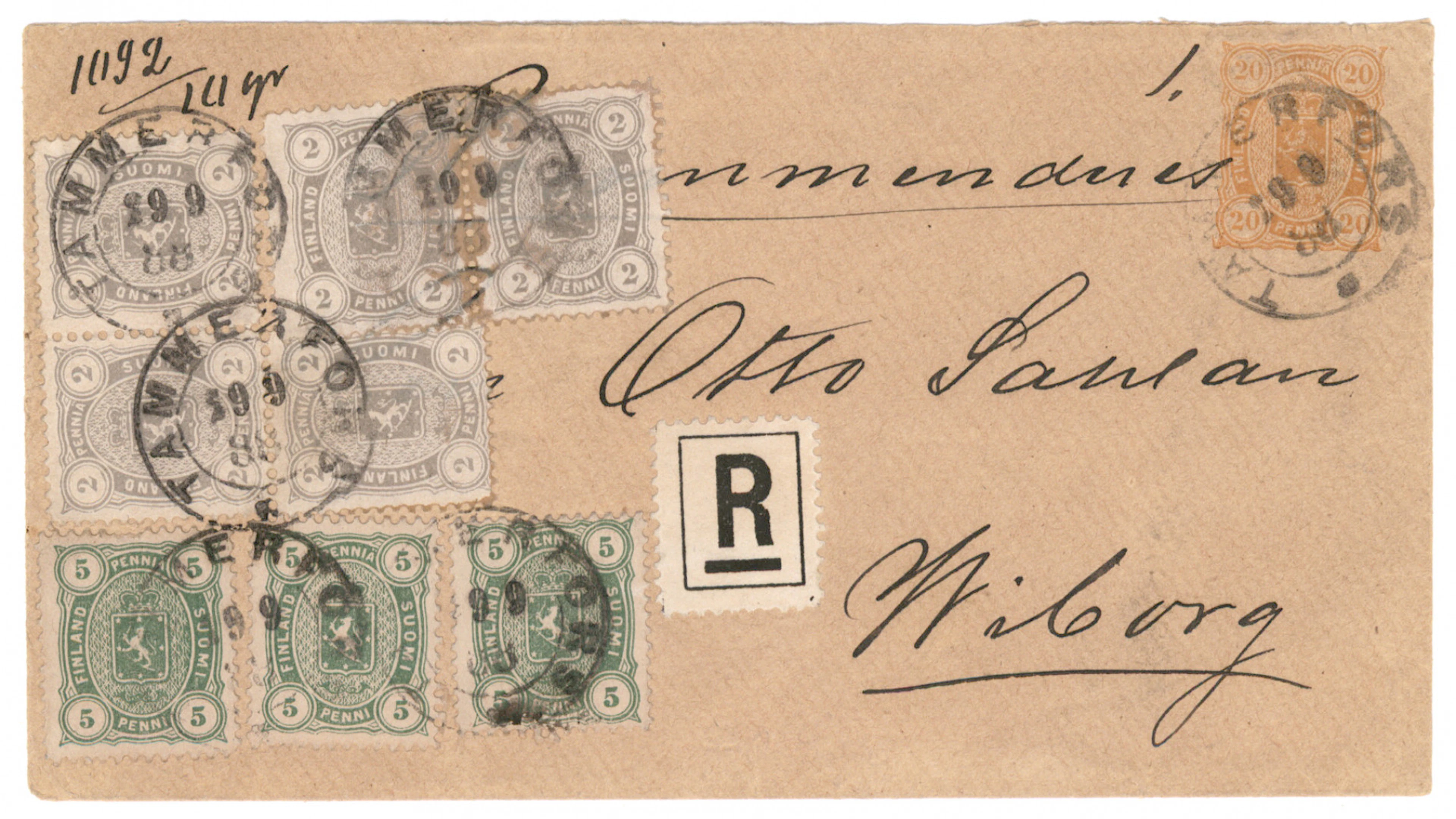 2 penni light olive gray, five pieces and issue 1885 5 penni three