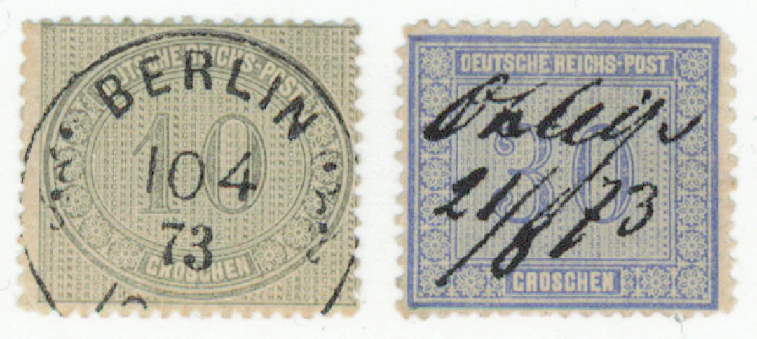 1872 official stamps Mi 10 used and Mi 11 pen cancelled (small thinning