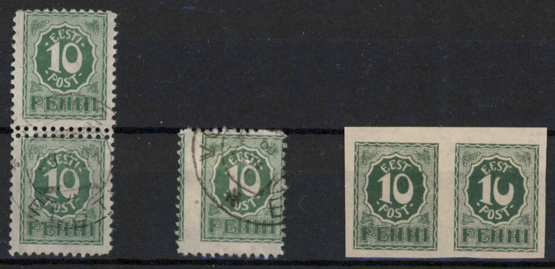 1919 Number design 10 penni Mi 7, used vertical pair where between