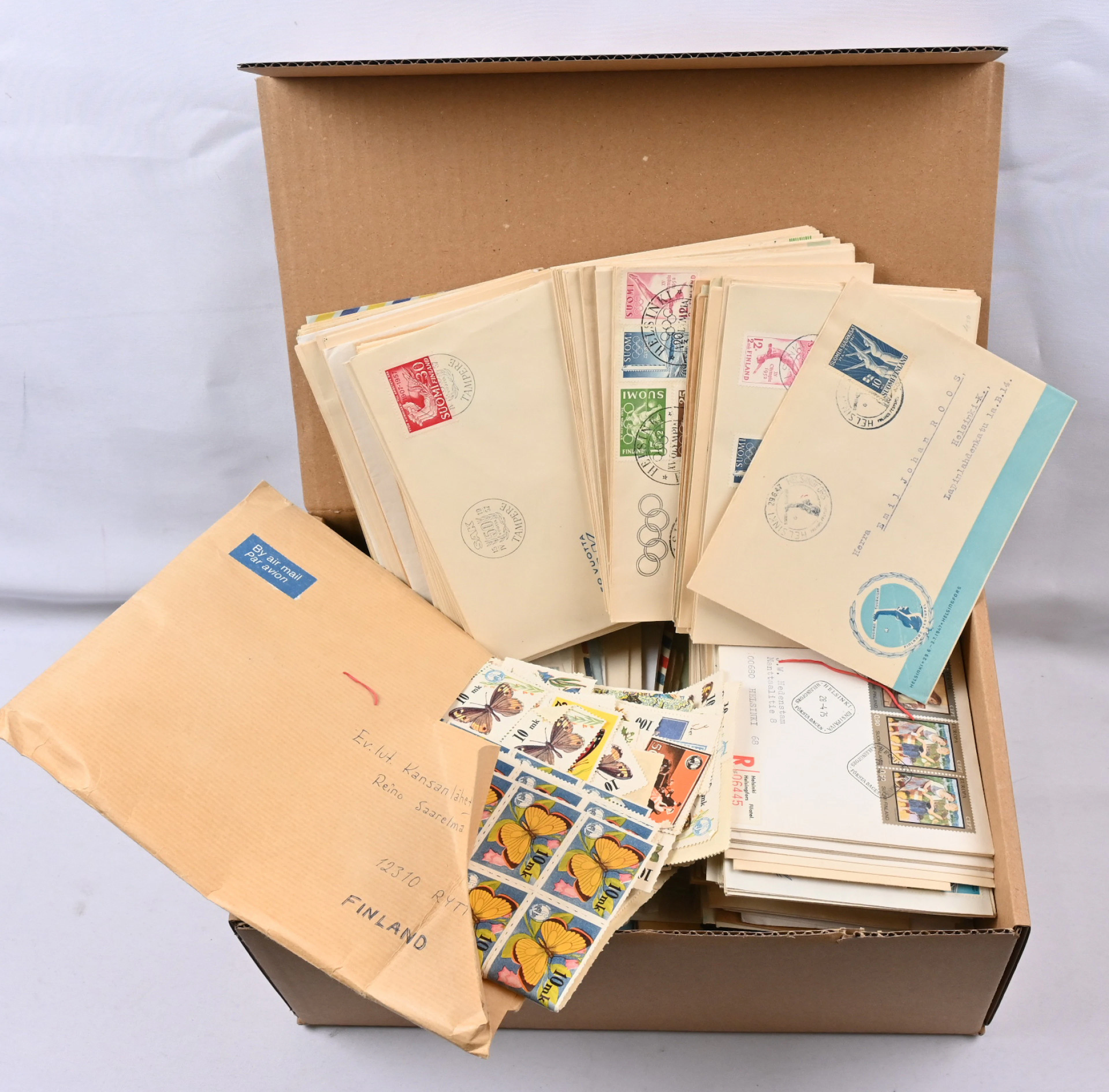 Mixed selection of Finnish and foreign stamps and postal items in
