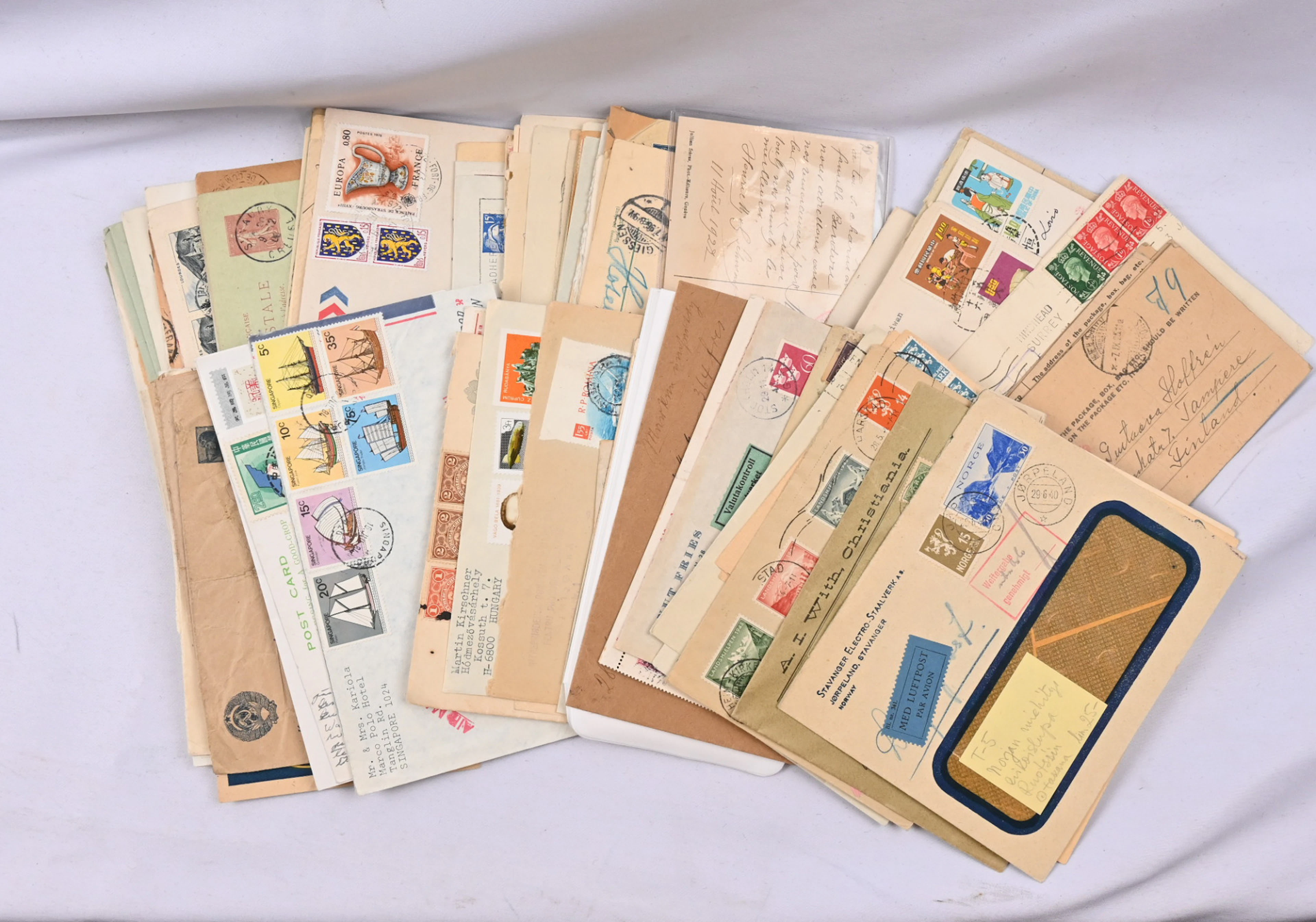 Foreign postal items fine small selection in a box. Mainly old, plenty