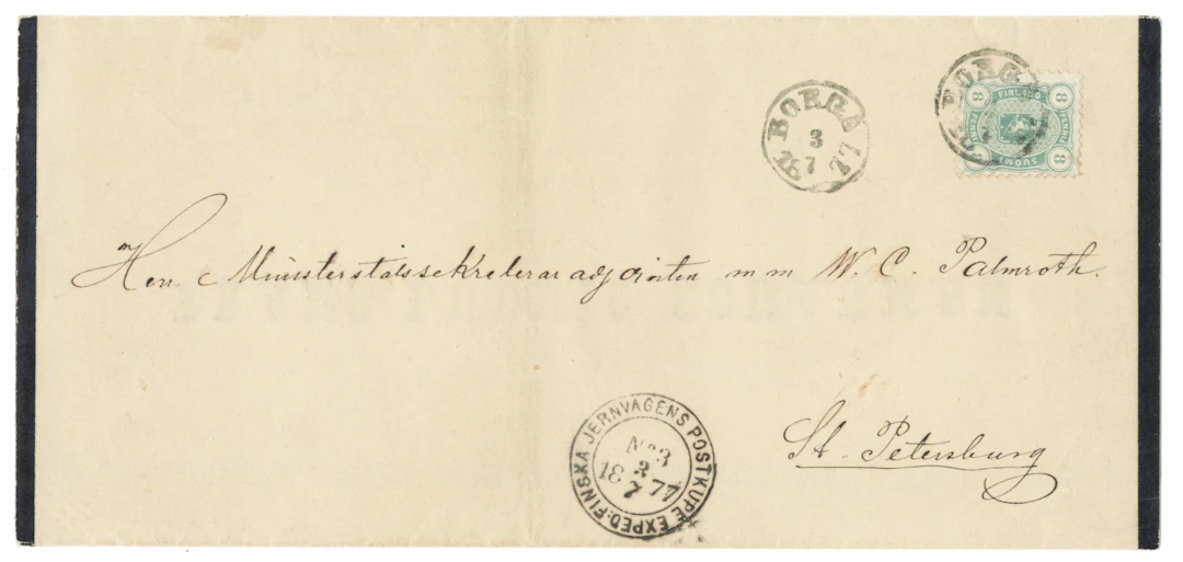 8 penni light bluish green single franking on a fine printed matter