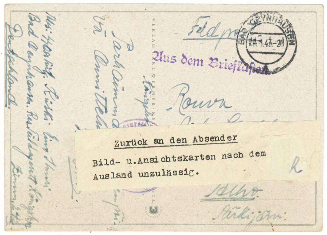 SS volunteer mail: field post postcard from a military hospital to