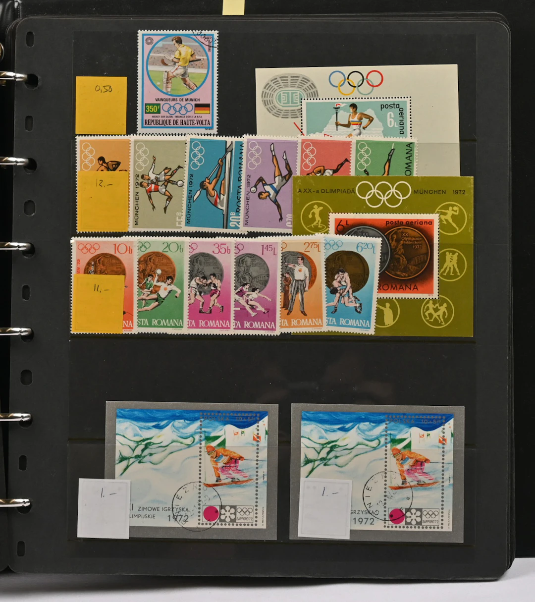 Olympics and sports, quite large selection in two dealers sales album.