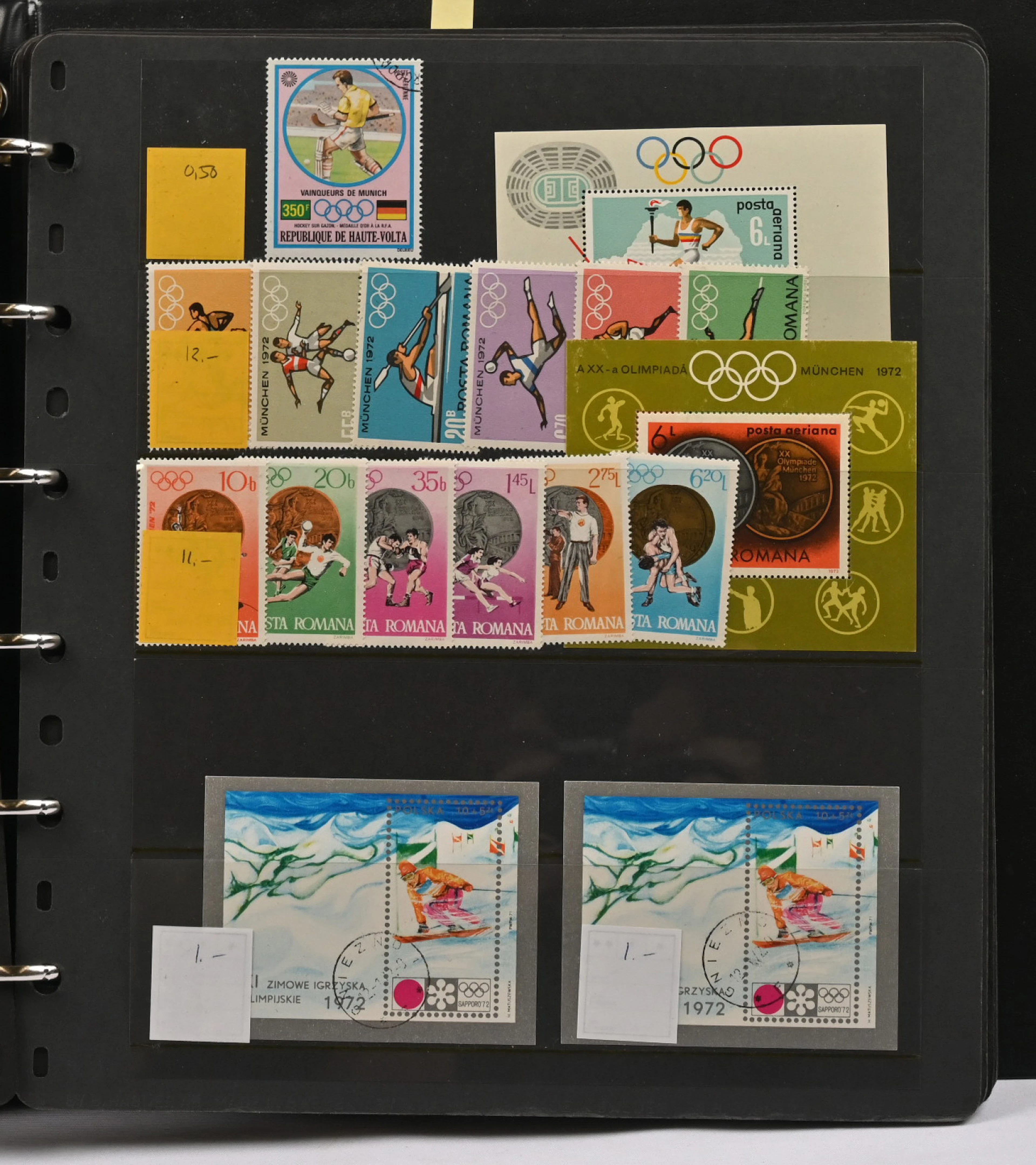 Olympics and sports, quite large selection in two dealers sales album.
