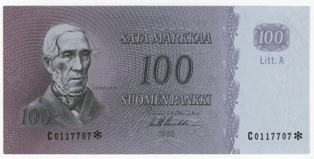 1963 100 markka Litt.A replacement banknote C0117707* condition 01