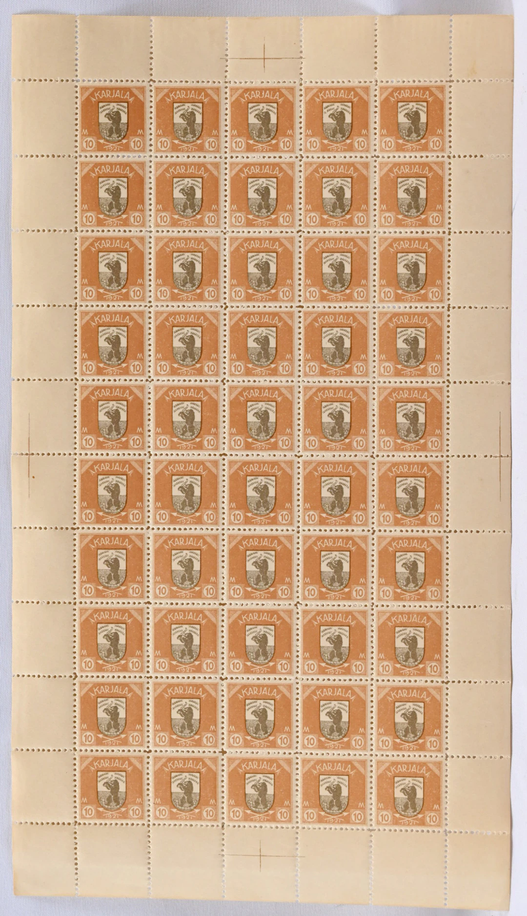 10 markka A fine COMPLETE SHEET of 50 stamps, very fine mint **