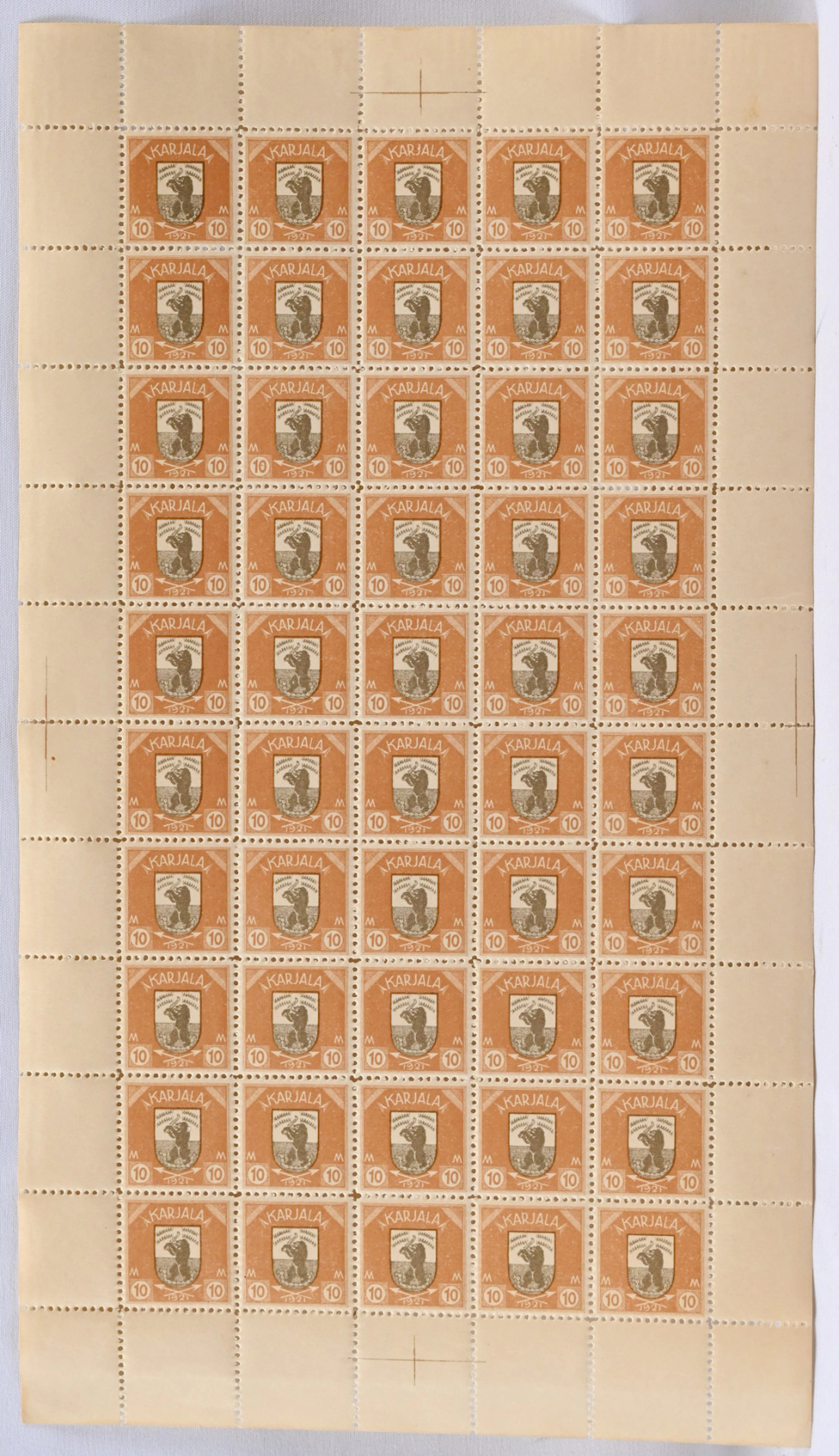 10 markka A fine COMPLETE SHEET of 50 stamps, very fine mint **