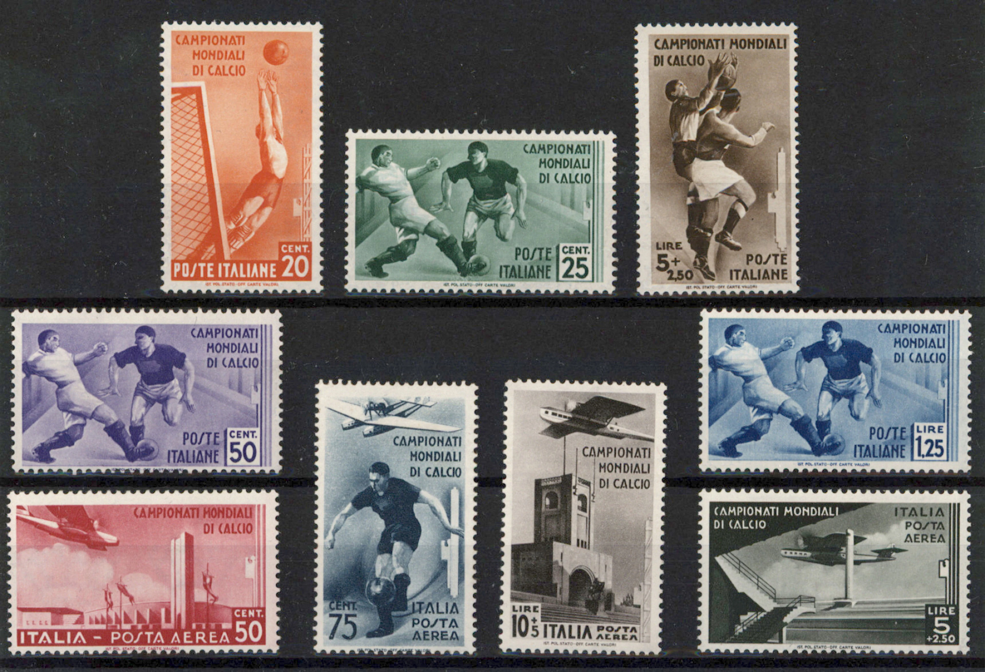 1934 Football World Cup Mi 479-487, very fine mint ** set.