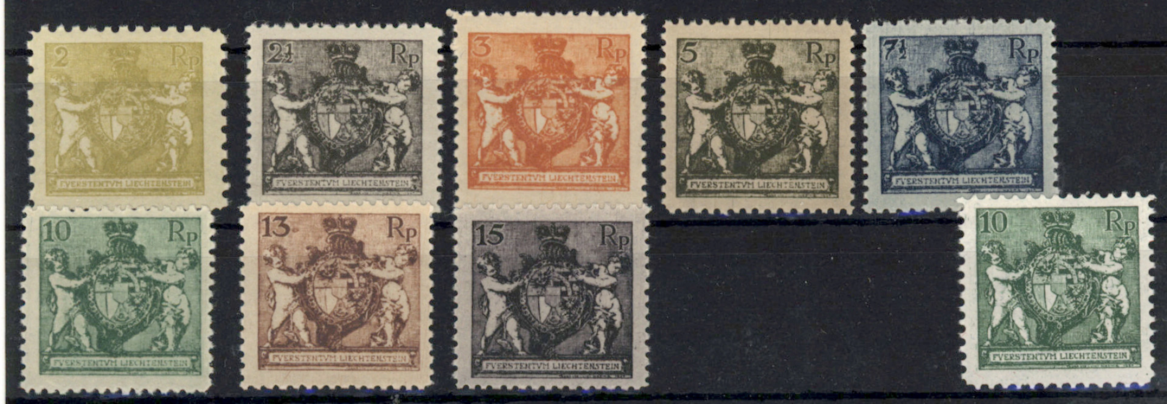 1921/1924 Coat of Arms Mi 45A, 46B-52B and 63, very fine mint ** stamps