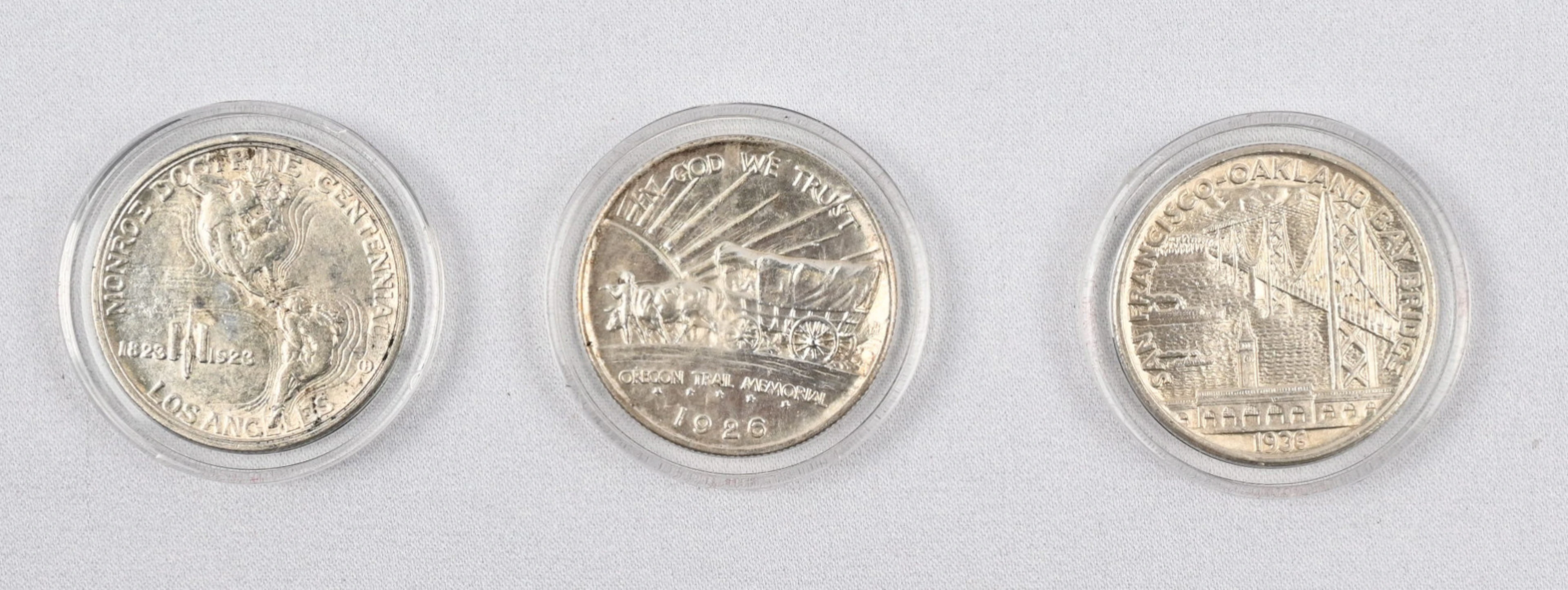 USA, three fine silver ½ dollar commemorative coins: 1923 ”Monroe”