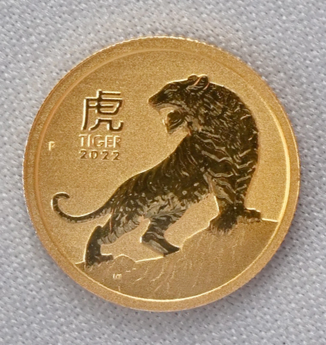 Australia 2022 5$ Year of the Tiger, gold.