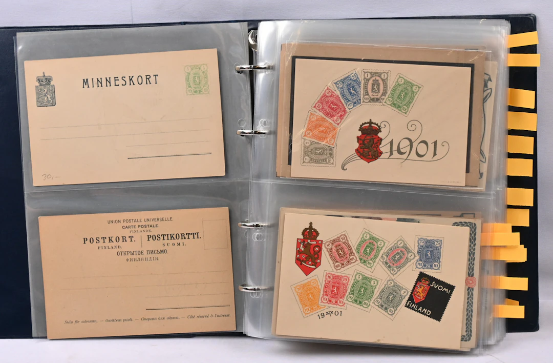Fine selection of patriotic cards over 80 pieces in an album. Mostly