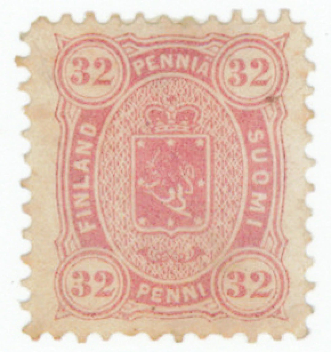 32 penni pale rose, mint *. Plate error ”defective lion”. (L. 16SAb).