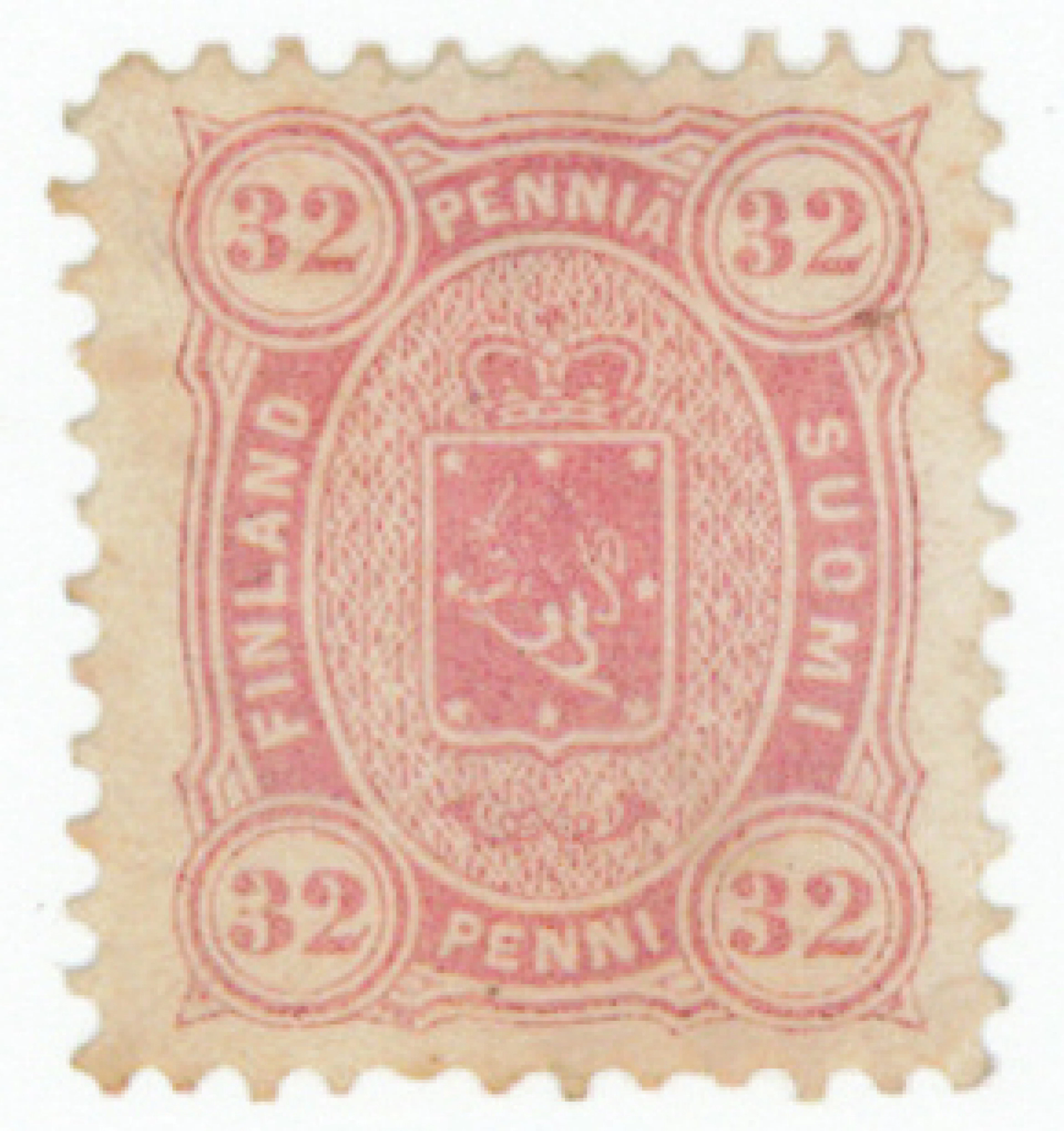32 penni pale rose, mint *. Plate error ”defective lion”. (L. 16SAb).