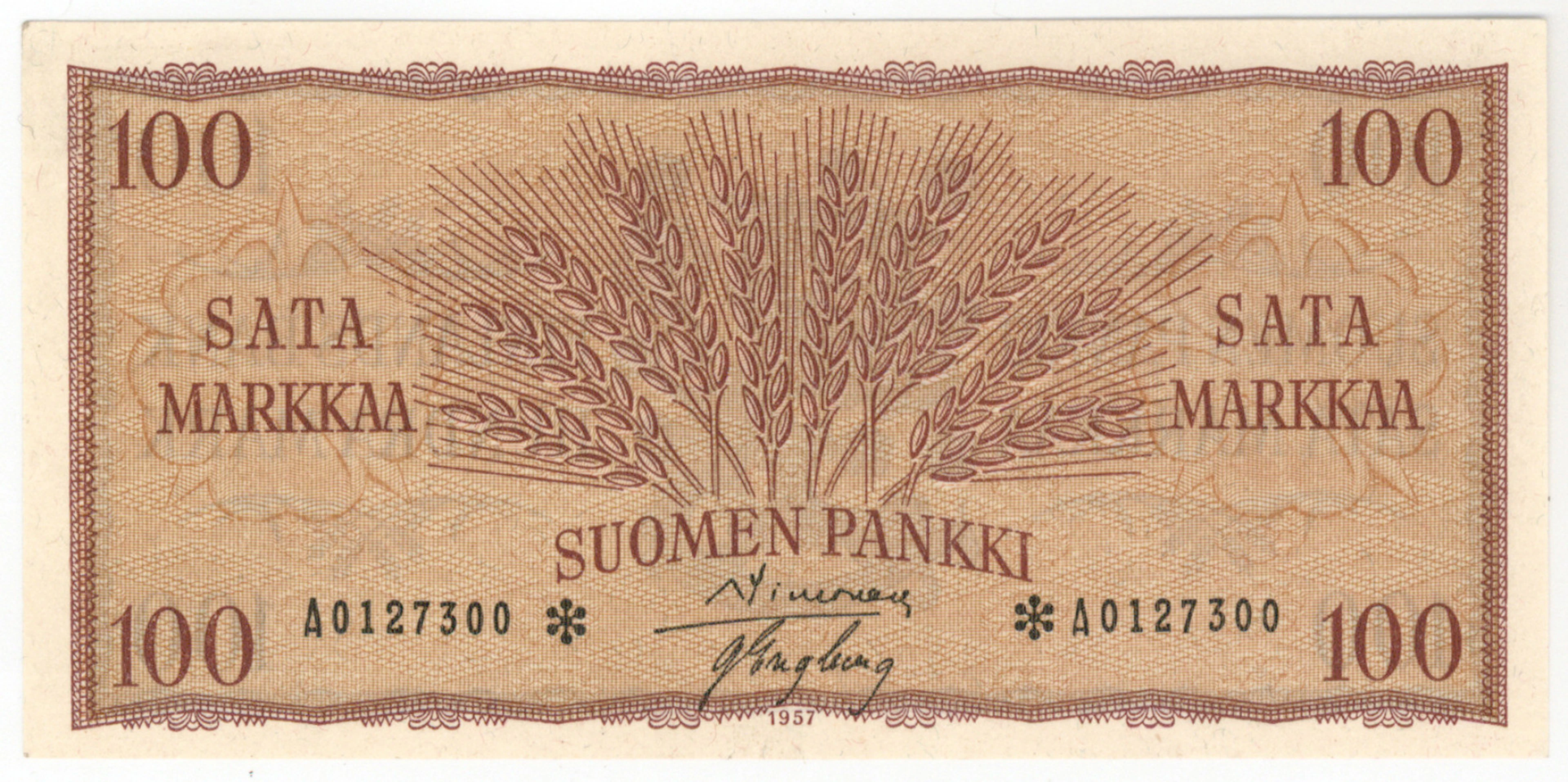 1957 100 markka * signatures: SIM - Eng, condition 01-0