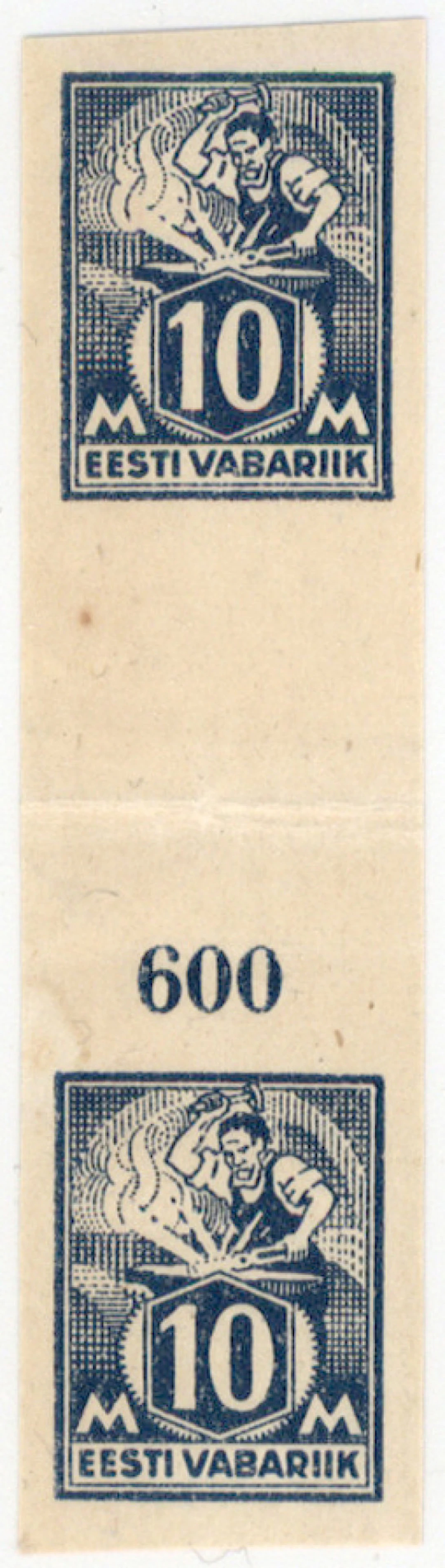 1922 Smith 10 markka Mi 39B, mint * vertical pair with gutter. Crease