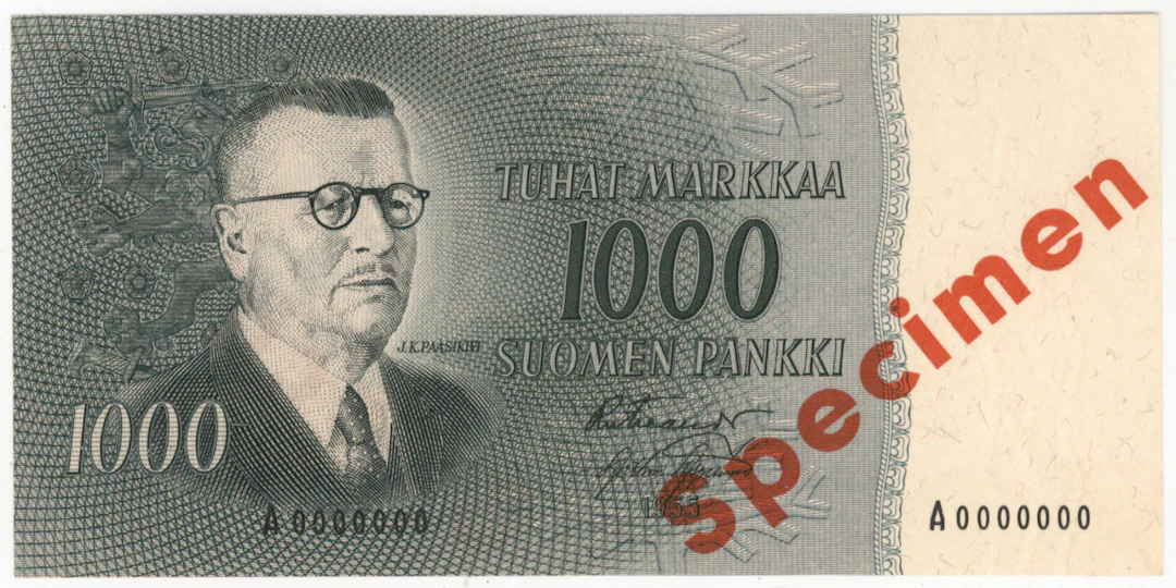 1955 1000 markka Specimen banknote! Condition 0-