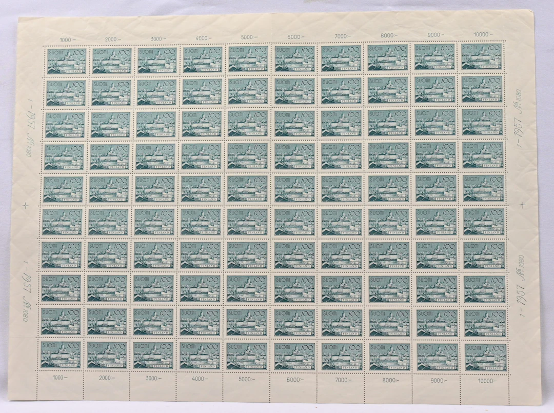 1957 issue 1930 100 markka sheet nr. 1080 (100).