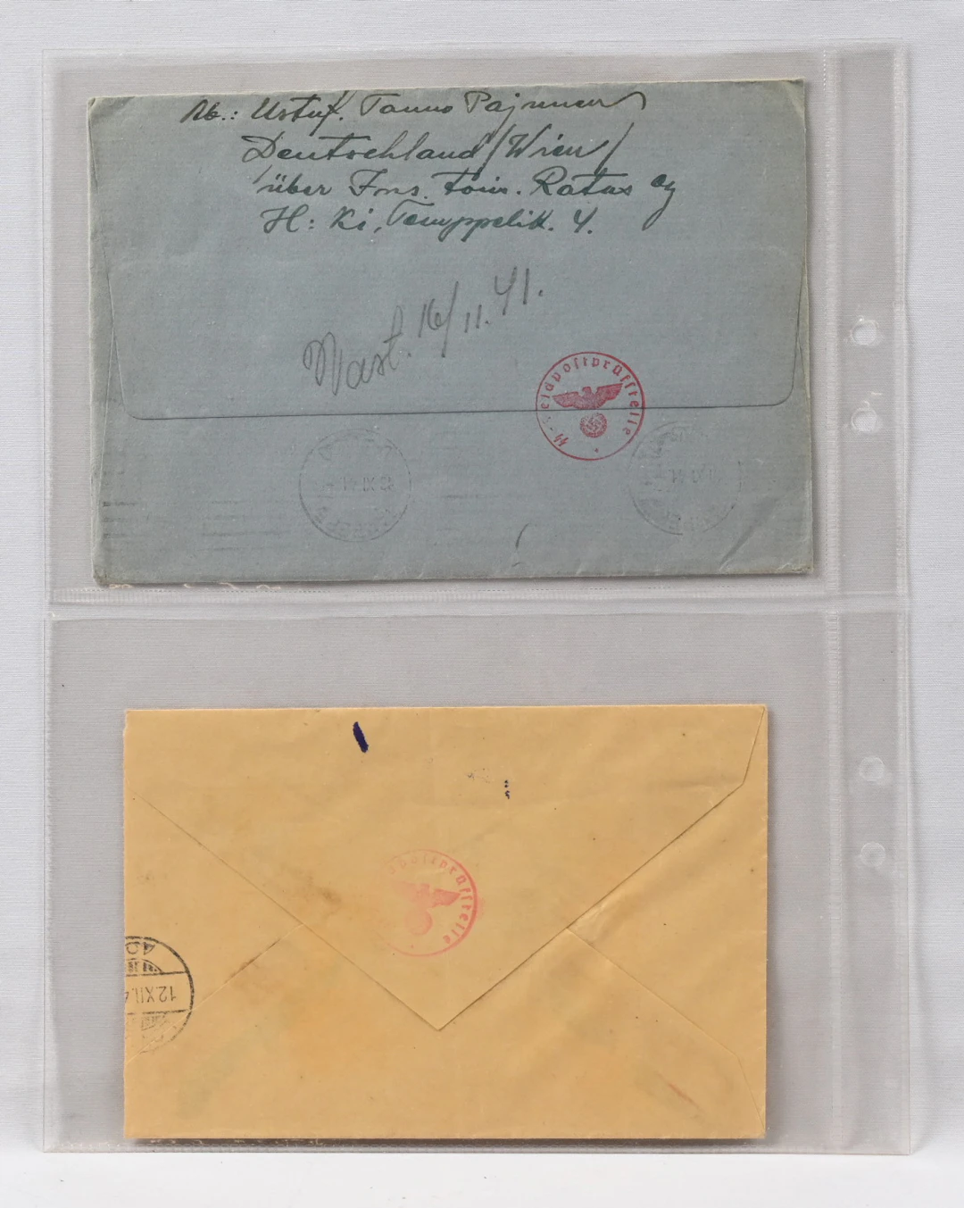 Two different covers with O.Y. Insinööritoimisto Ratas postmarks