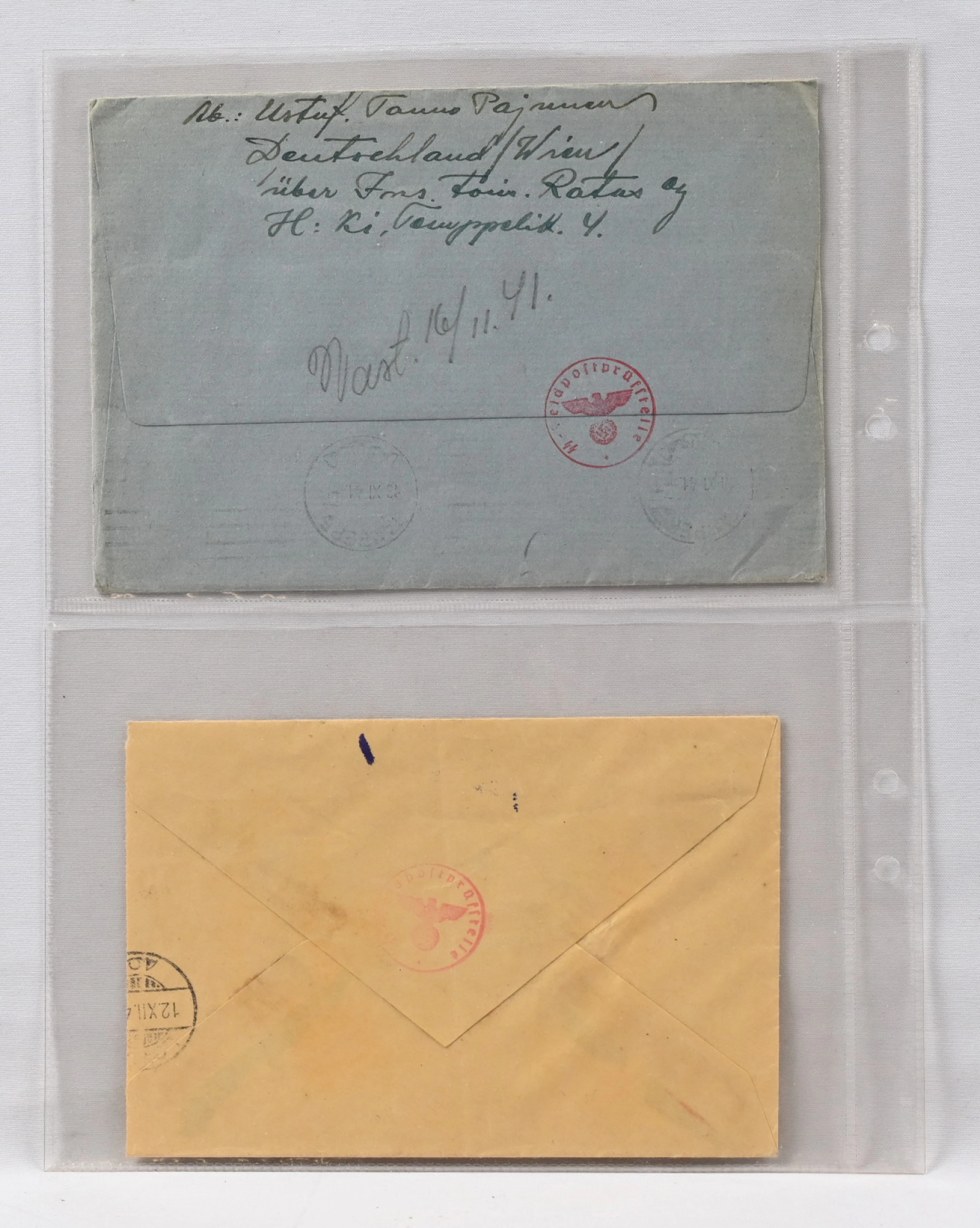Two different covers with O.Y. Insinööritoimisto Ratas postmarks