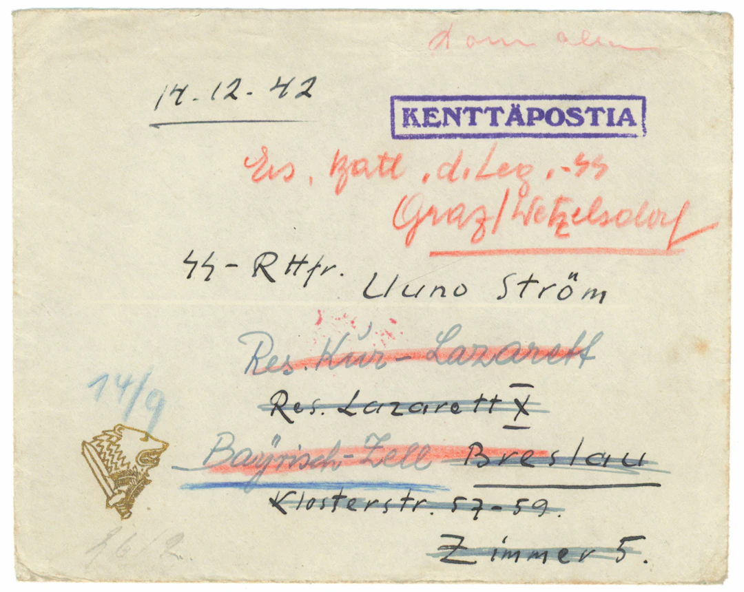 SS volunteer mail: letter to a man in the battalion, addressed to