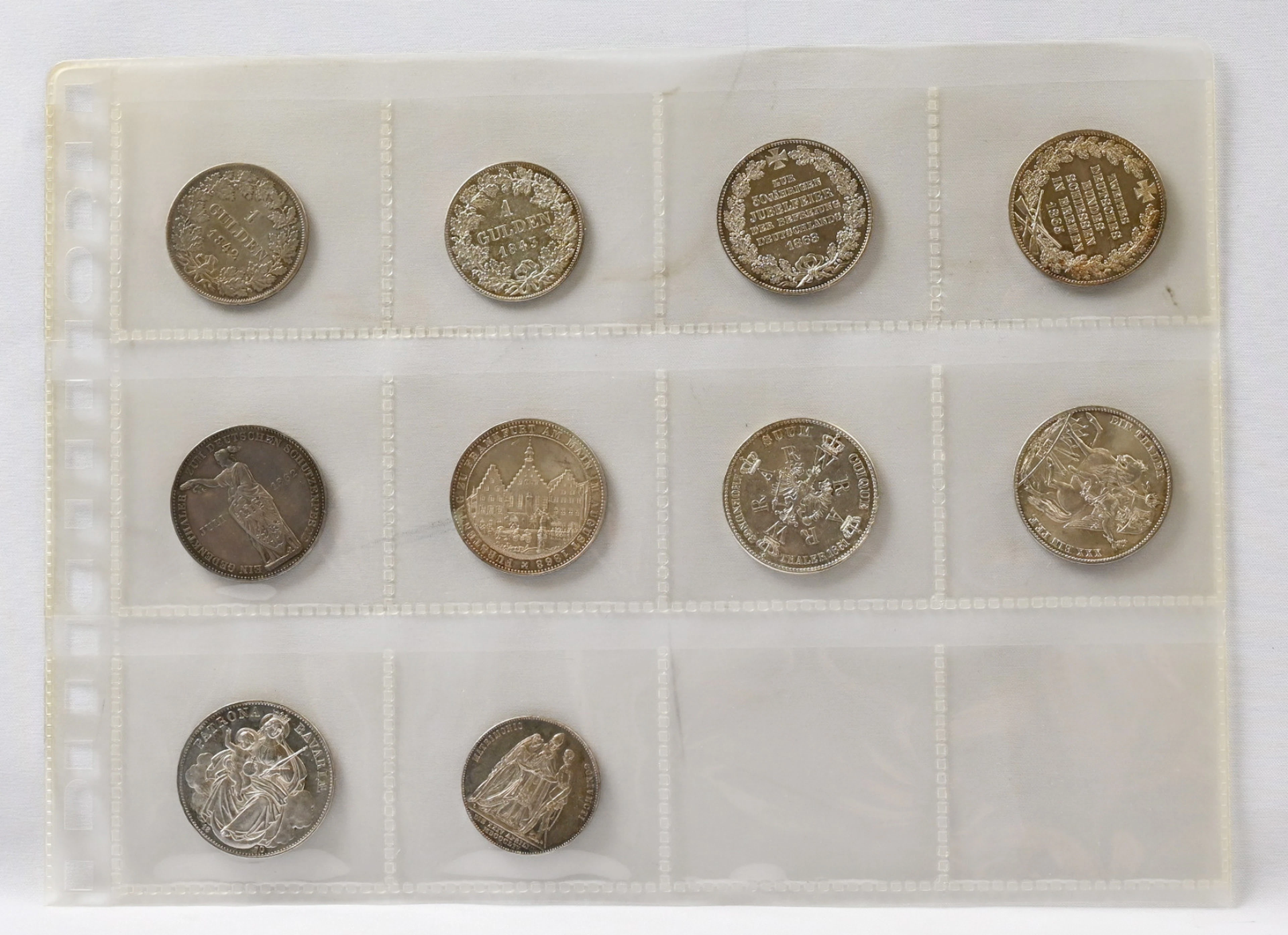 Germany, old states. Eight large silver coins: Baden Gulden 1842 and