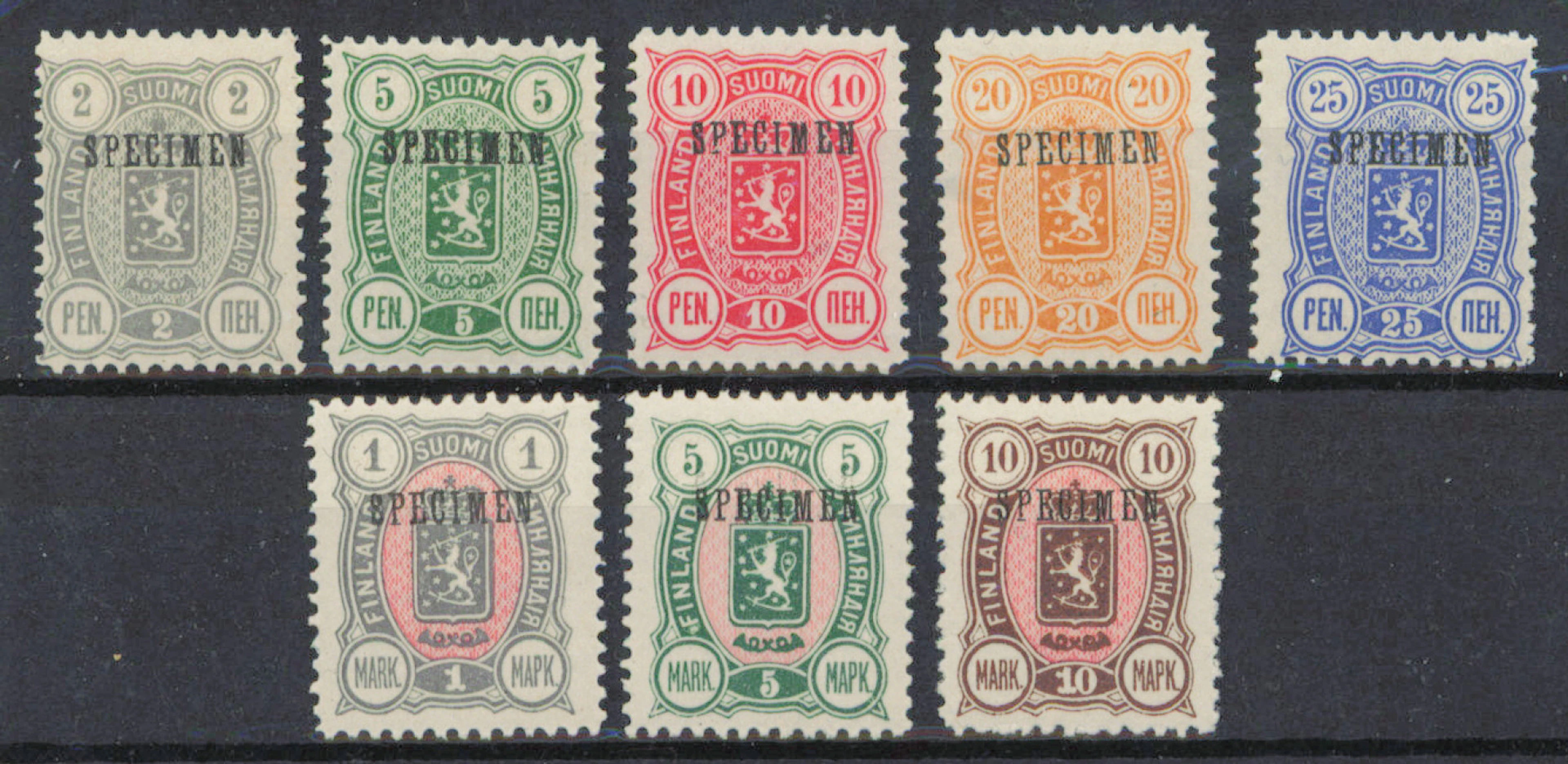 Specimen overprinted set, eight different