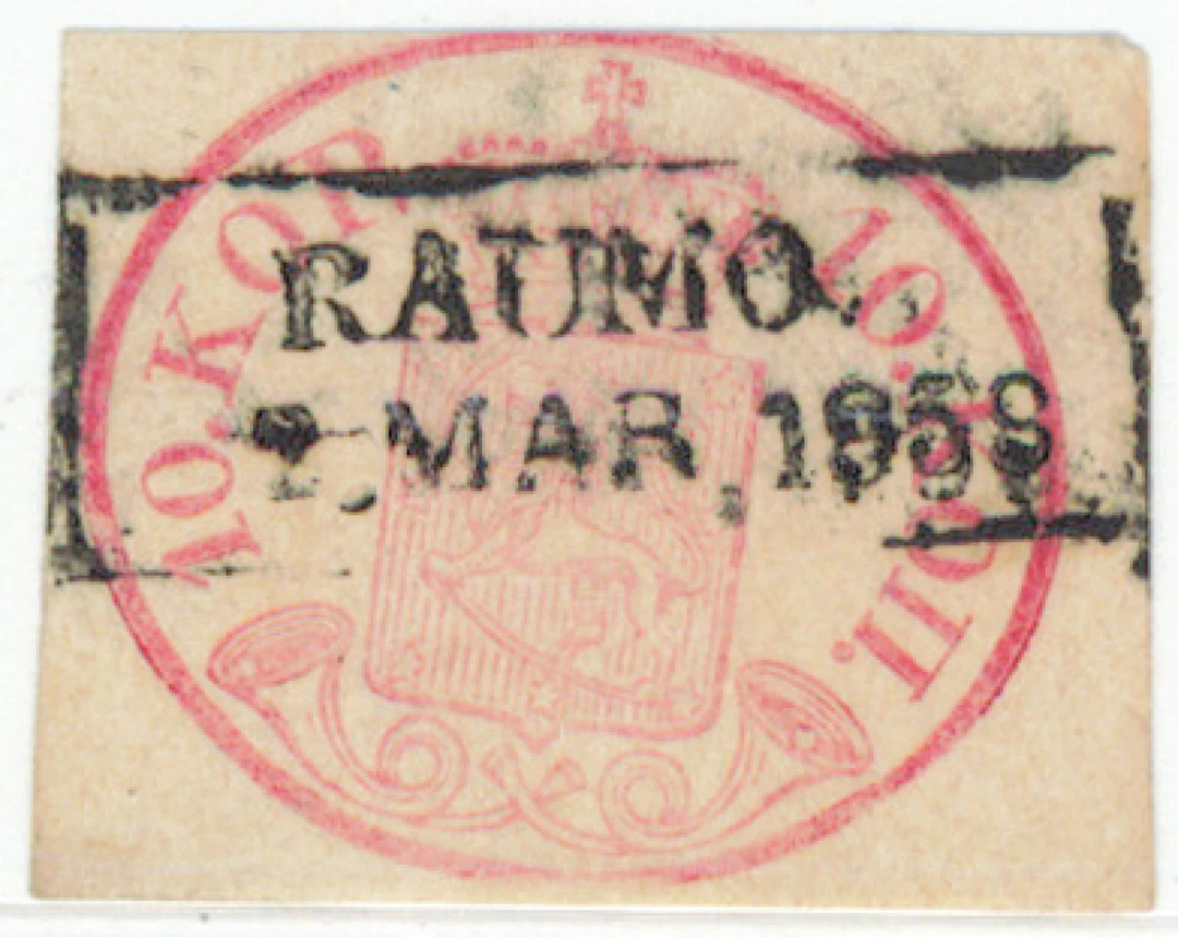 10 kop carmine-rose, partly narrow margins and cut close from the