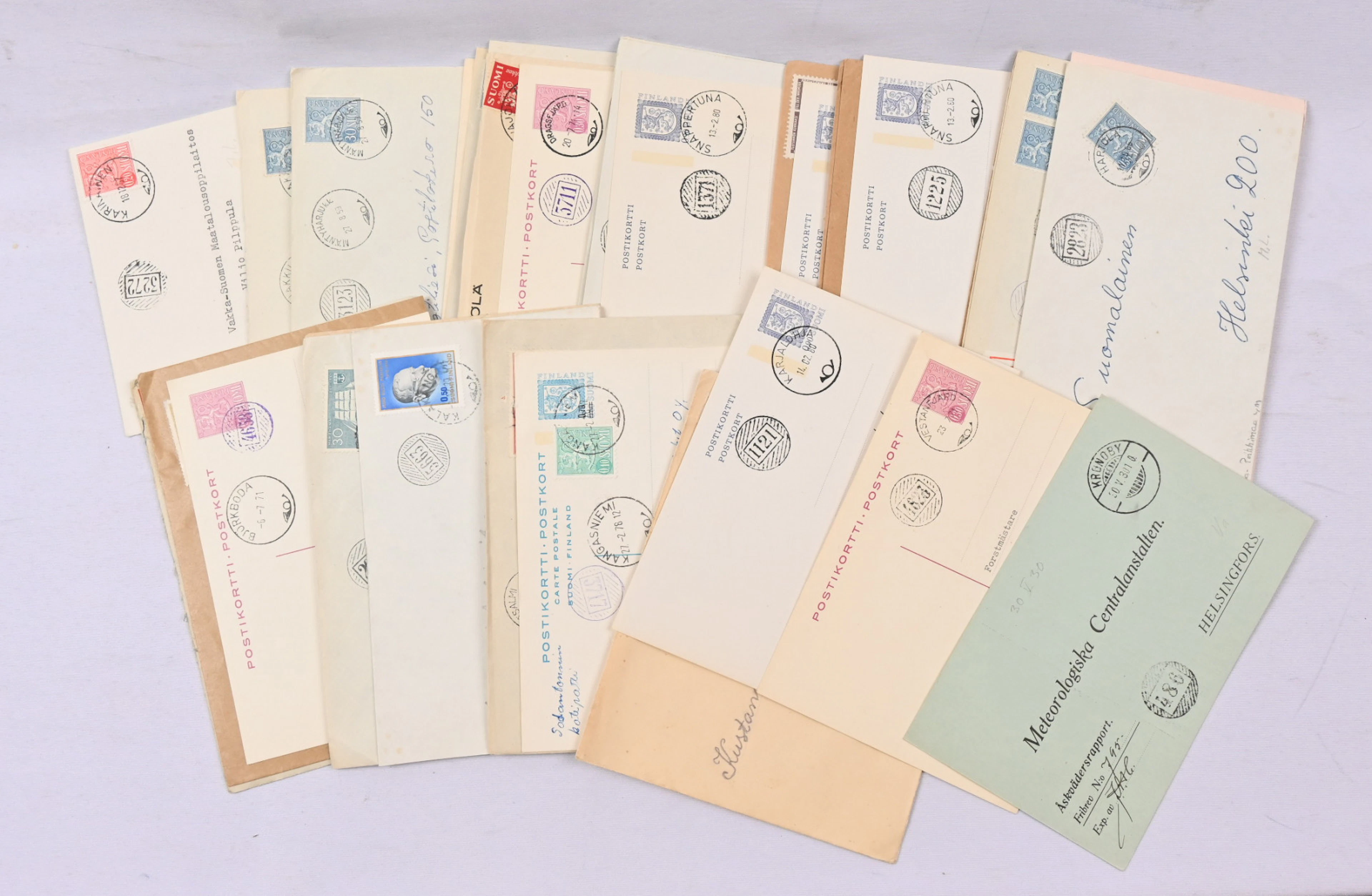 Issue 1930 - issue 1975 numeral cancellations on postal items, ca. 100 pieces